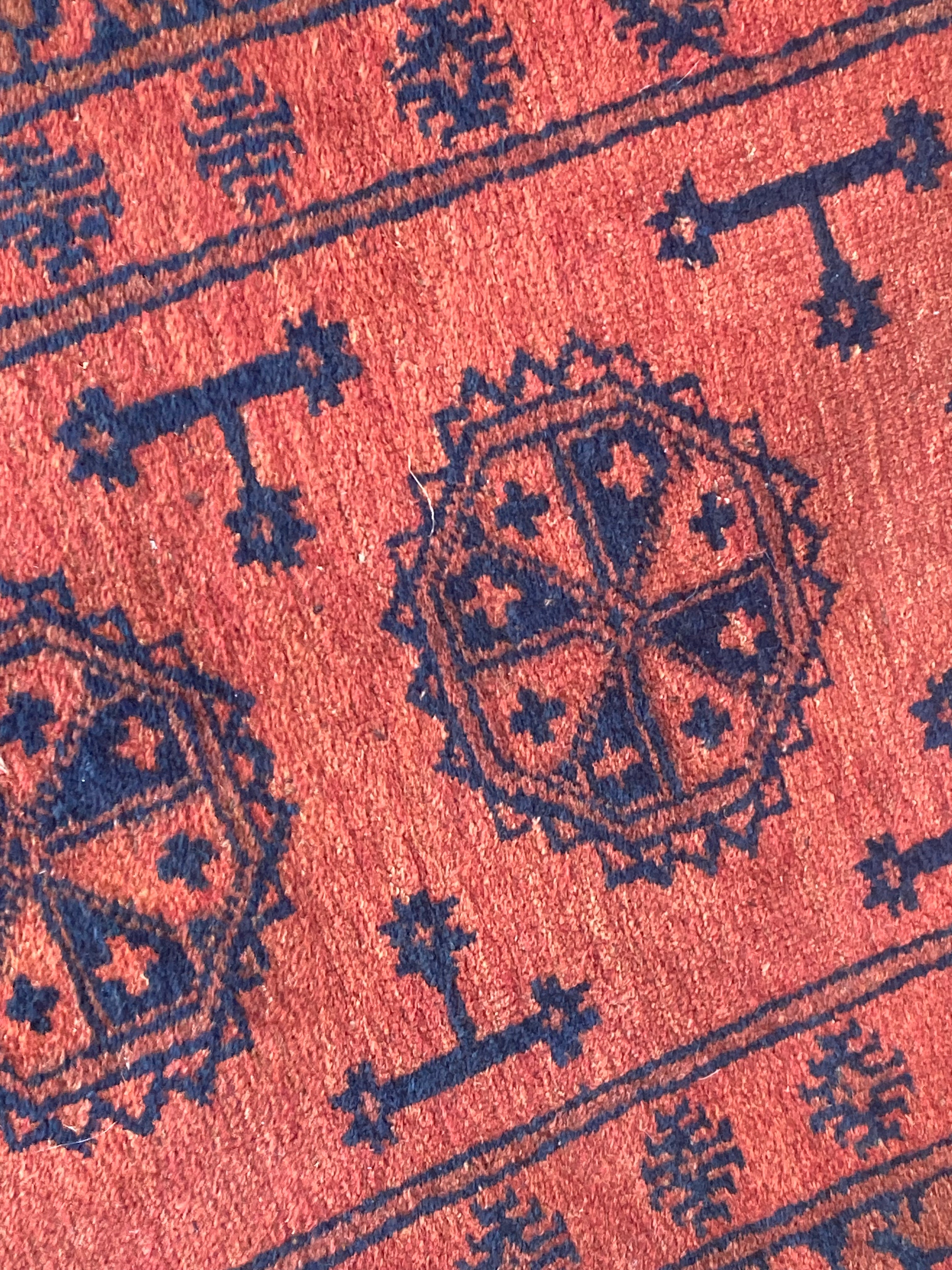 Rug Wool Runner Afghan Khal Mohammedi Hand Knotted Tribal Nomad Red & Black Long