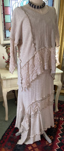 Peruzzi Cream Knitted Unique 2 Piece Suit Skirt & Top