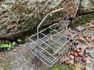 Vintage Milk Bottle Holder Carrier Doorstep Rack Nostalgic Memories + Bottle