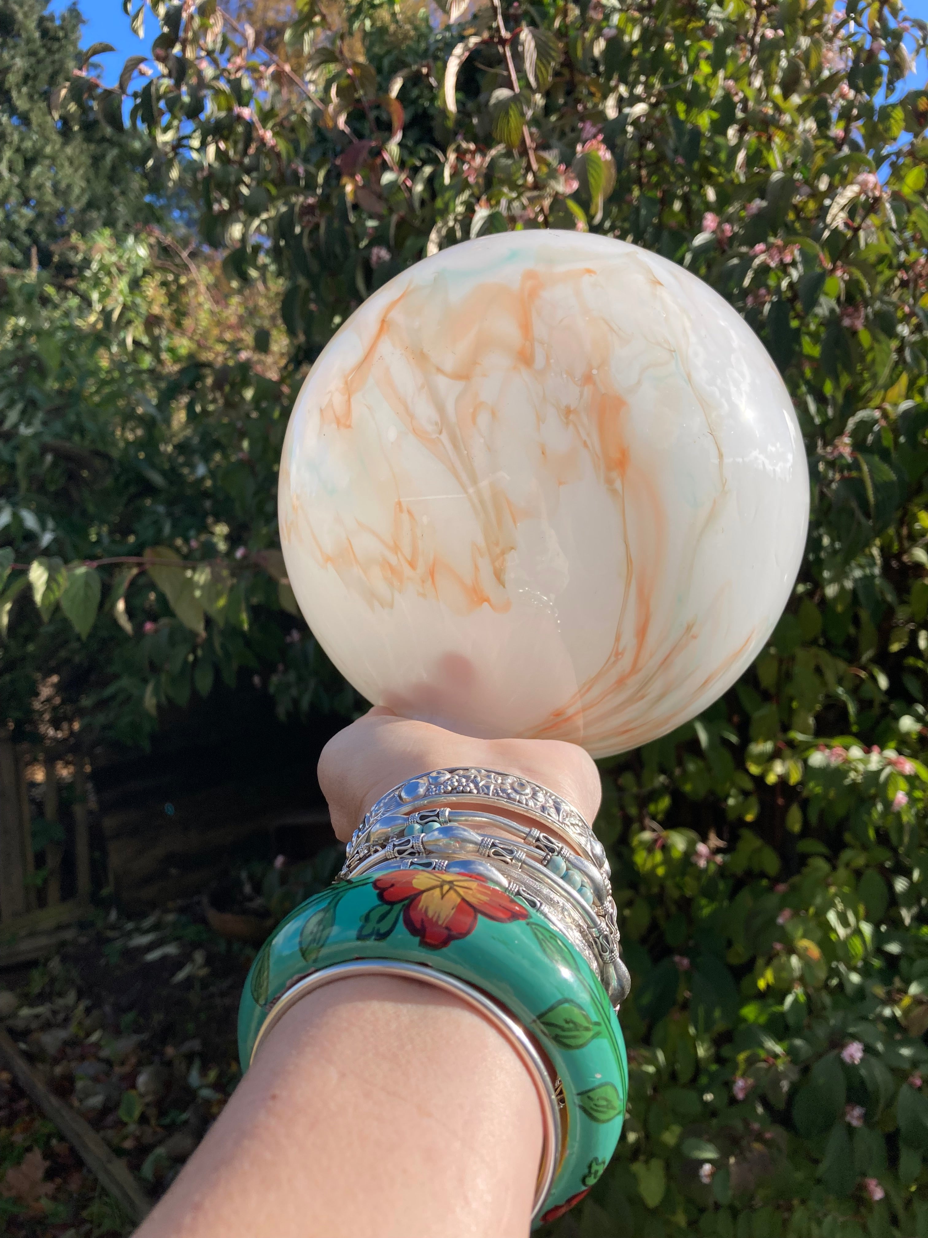 Antique Art Deco Marble Glass Globe Lampshade