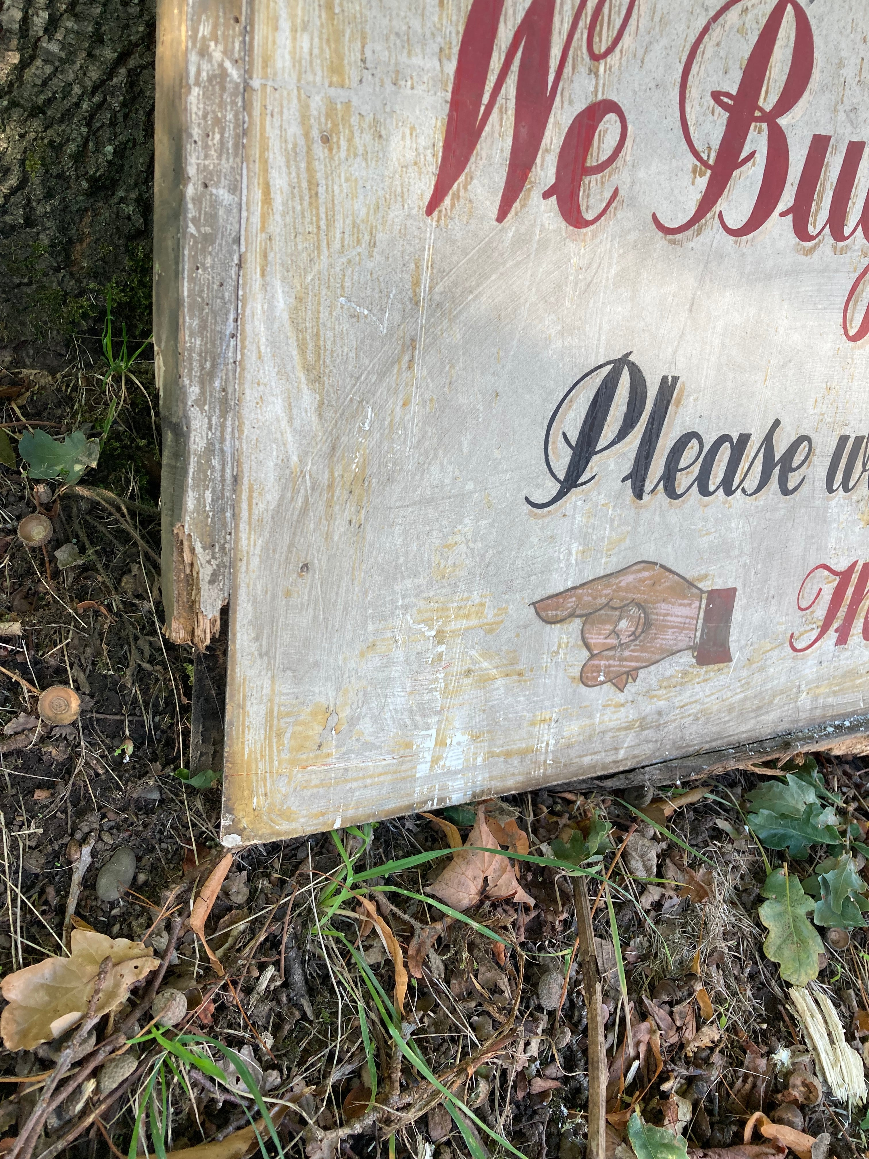 Reclaimed Large Wooden Antique Shop Sign Weathered & Worn Buy Sell Star Warehouse We Buy & Sell