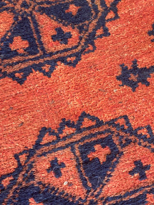 Rug Wool Runner Afghan Khal Mohammedi Hand Knotted Tribal Nomad Red & Black Long