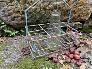 Vintage Milk Bottle Holder Carrier Doorstep Rack Nostalgic Memories + Bottle