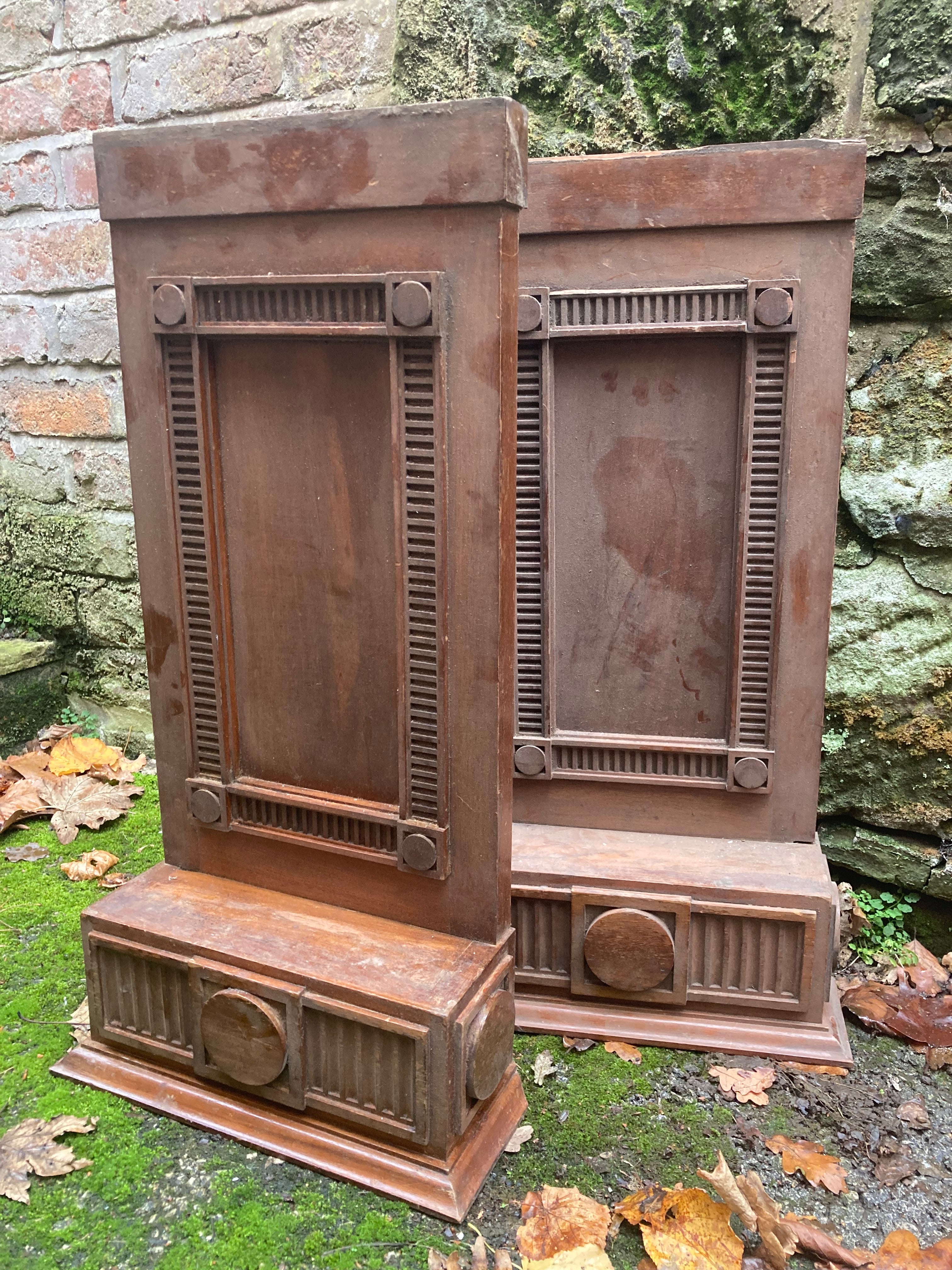Pair of Salvaged Oak Furniture Panels Architectural … Off Fireplace or Pulpit perhaps ? Arts & Crafts Style