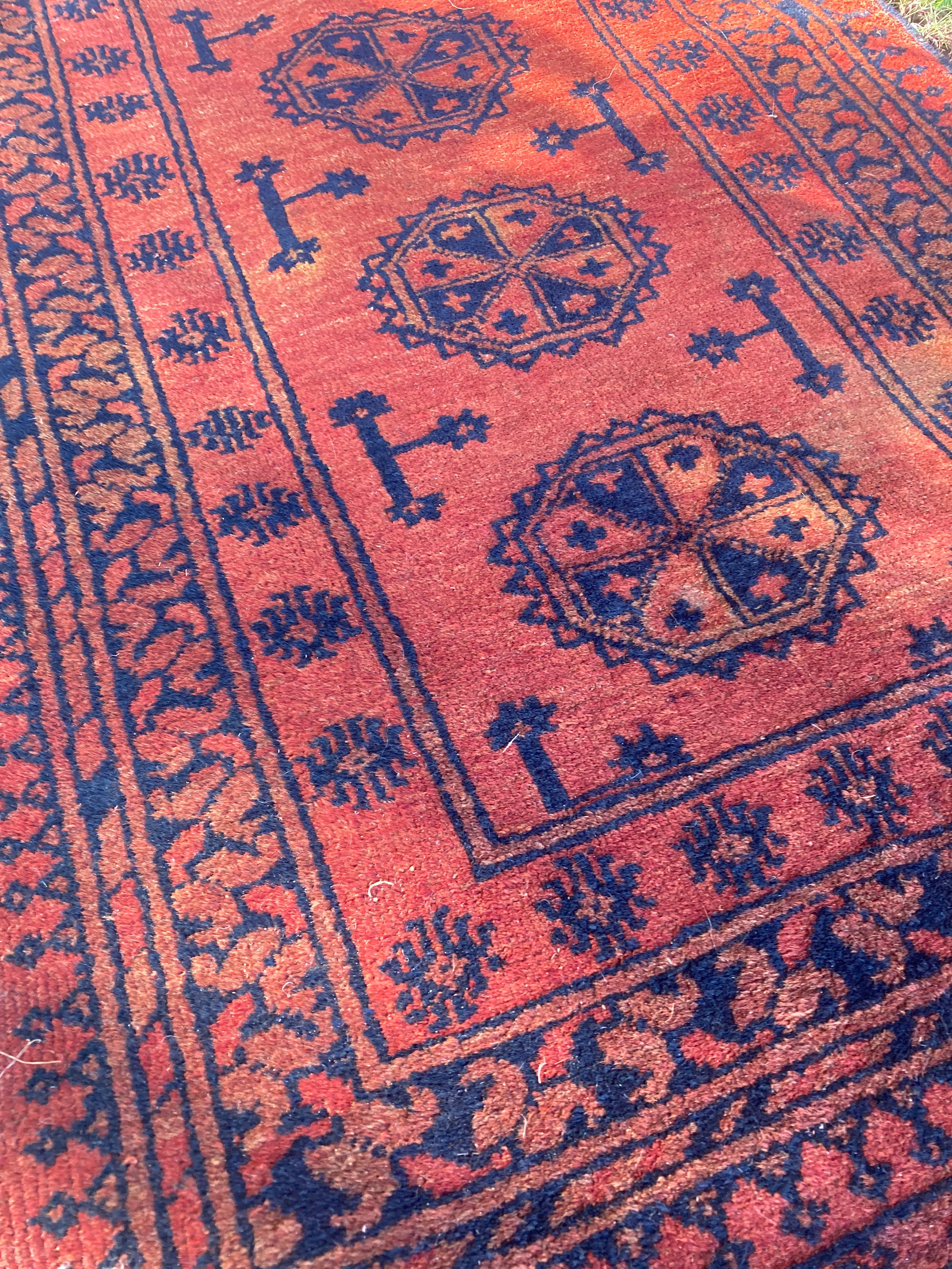 Rug Wool Runner Afghan Khal Mohammedi Hand Knotted Tribal Nomad Red & Black Long