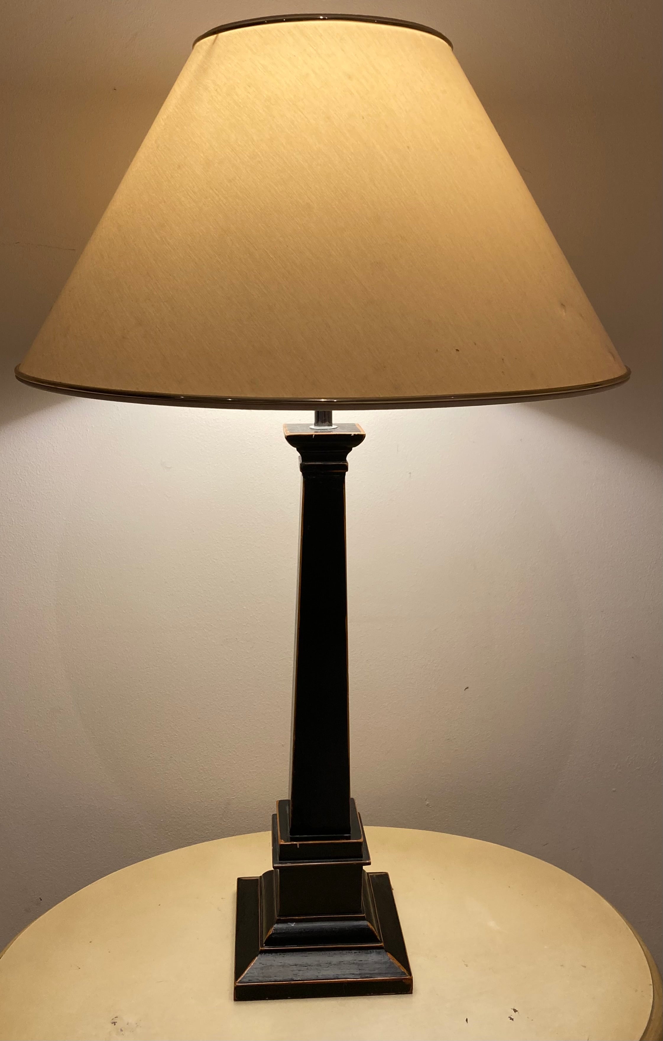 Laura Ashley Henshaw Lamp Base Tall Wooden Column Table 16" High Distressed
