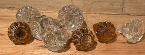 Lovely Lot of Reclaimed Victorian Art Glass Knobs / Handles / Pulls … Amber & Clear