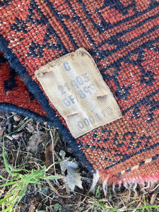 Rug Wool Runner Afghan Khal Mohammedi Hand Knotted Tribal Nomad Red & Black Long