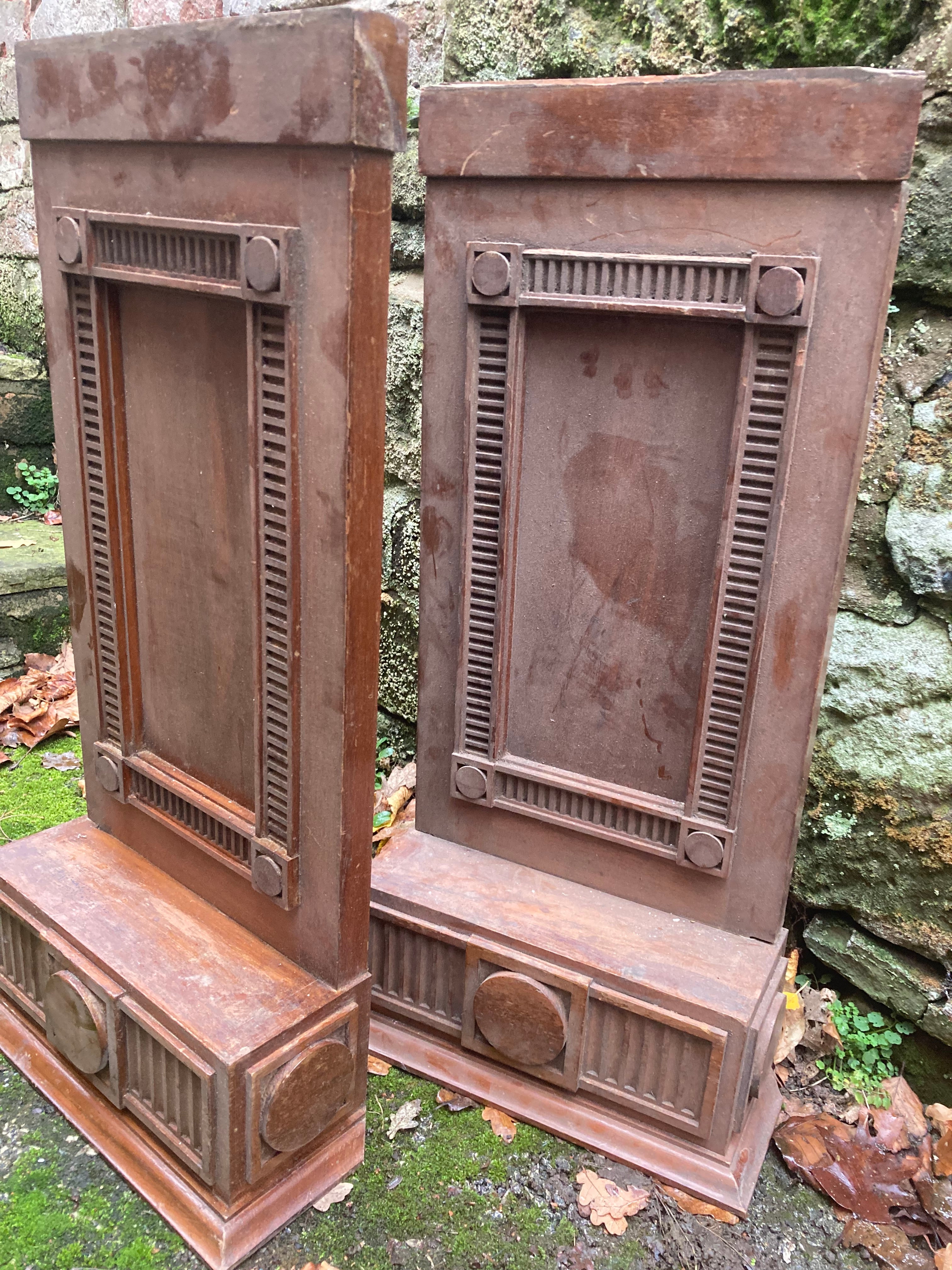 Pair of Salvaged Oak Furniture Panels Architectural … Off Fireplace or Pulpit perhaps ? Arts & Crafts Style