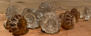 Lovely Lot of Reclaimed Victorian Art Glass Knobs / Handles / Pulls … Amber & Clear