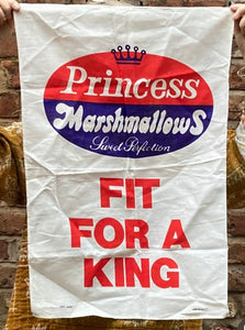Princess Marshmallows Advertising Linen Tea Towel Vintage 1970’s