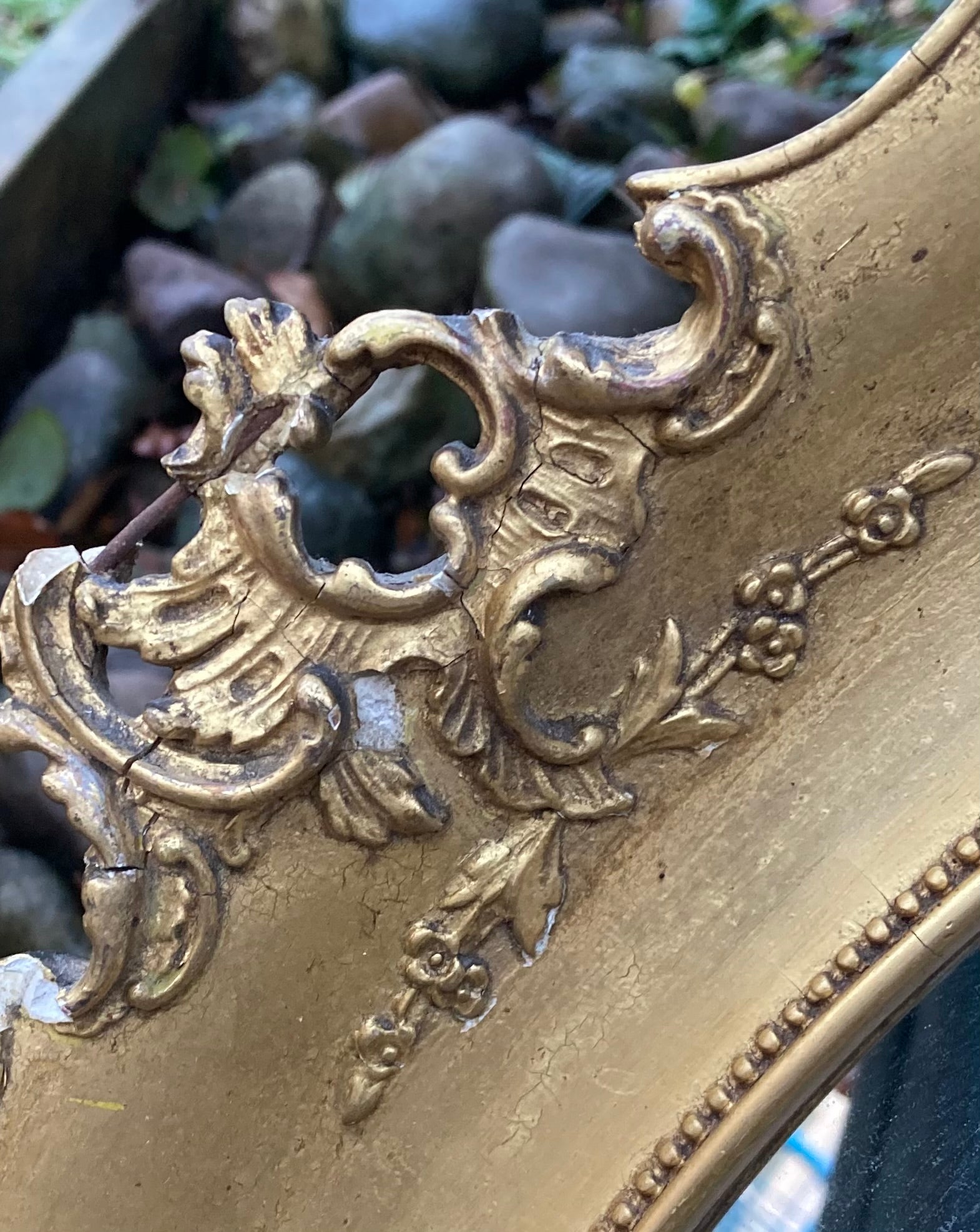 Antique Reclaimed Decorative Regency Wall Mirror with Gilt / Gesso Frame Weathered & Worn Patina