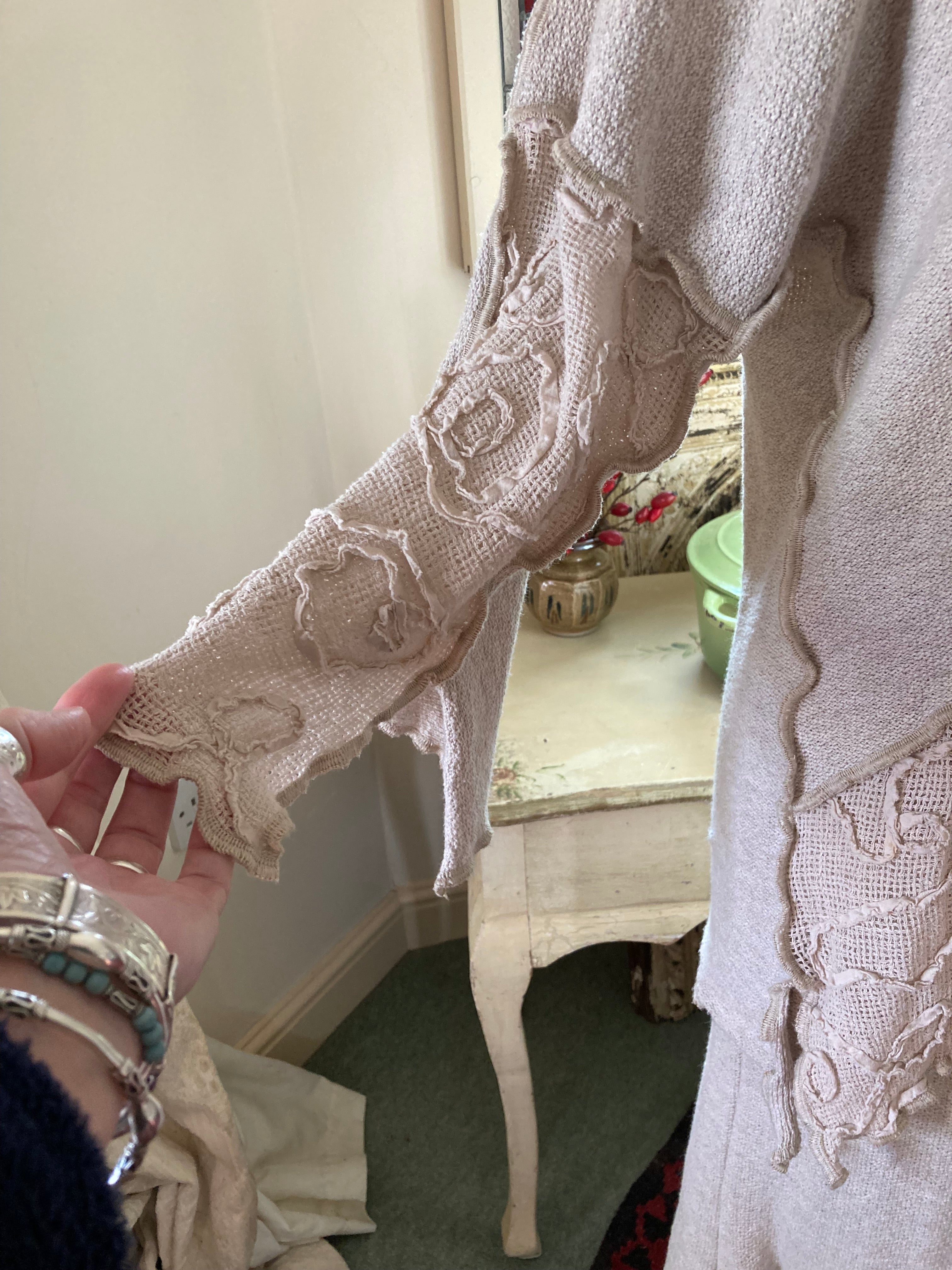 Peruzzi Cream Knitted Unique 2 Piece Suit Skirt & Top