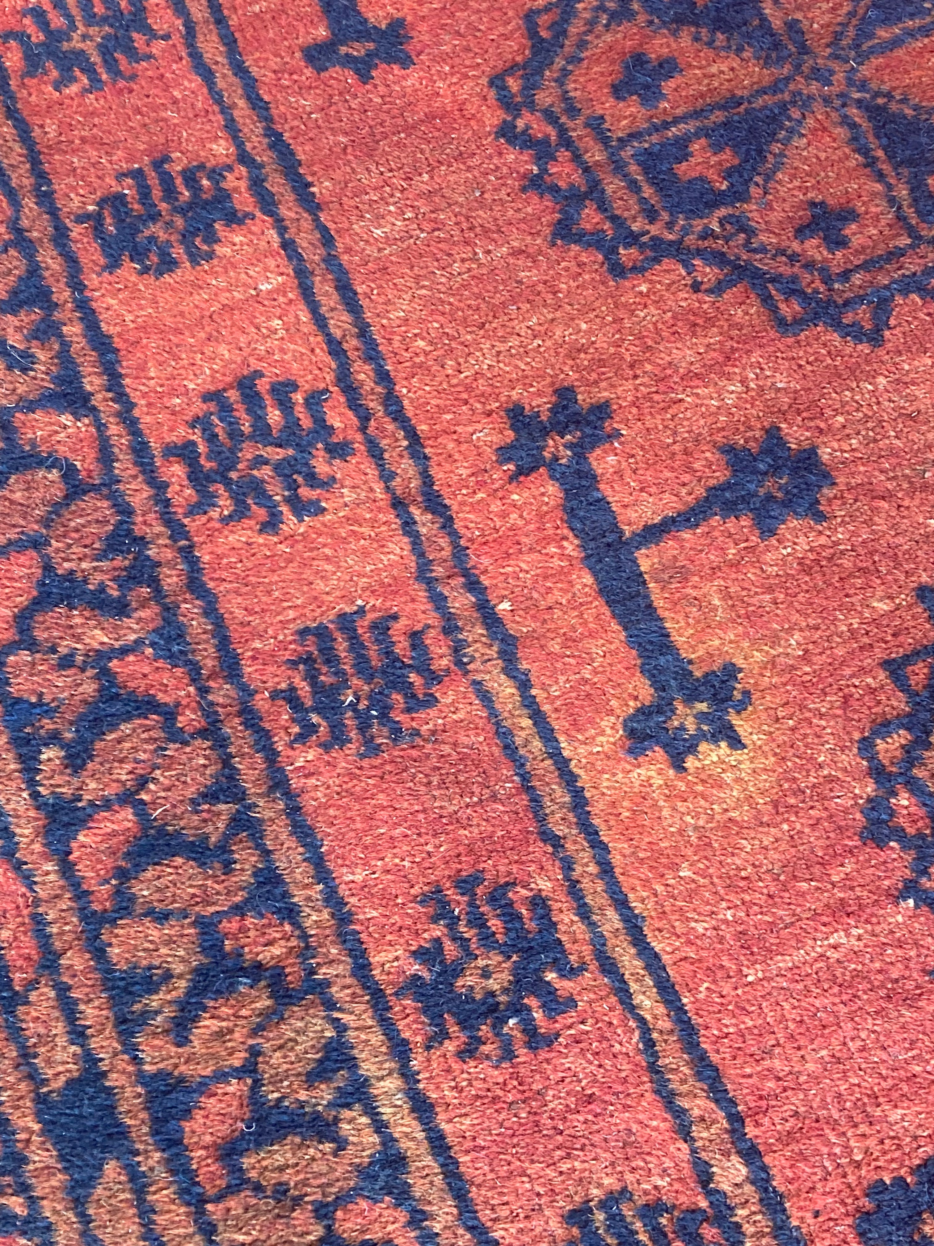 Rug Wool Runner Afghan Khal Mohammedi Hand Knotted Tribal Nomad Red & Black Long