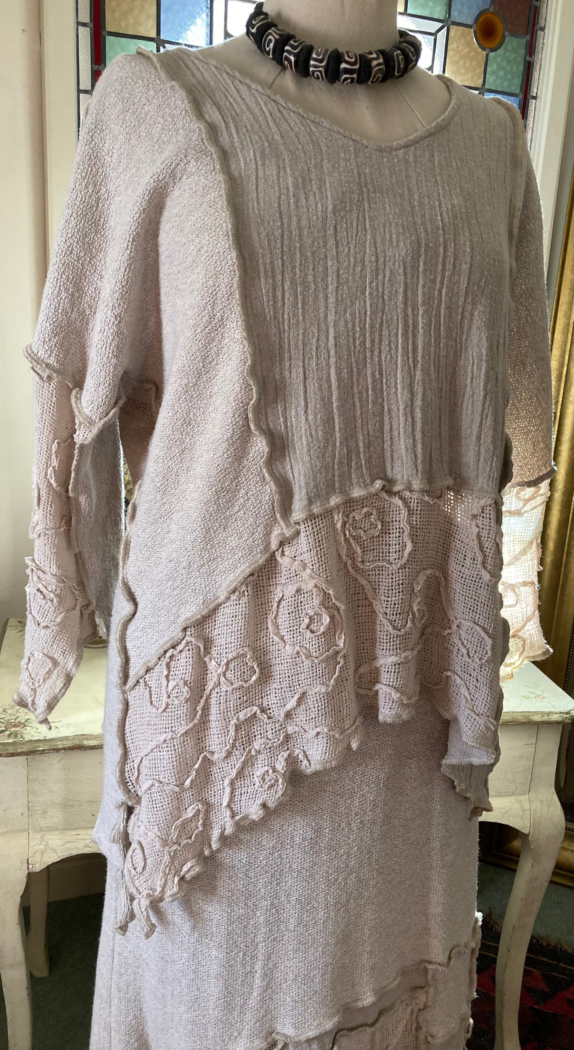 Peruzzi Cream Knitted Unique 2 Piece Suit Skirt & Top