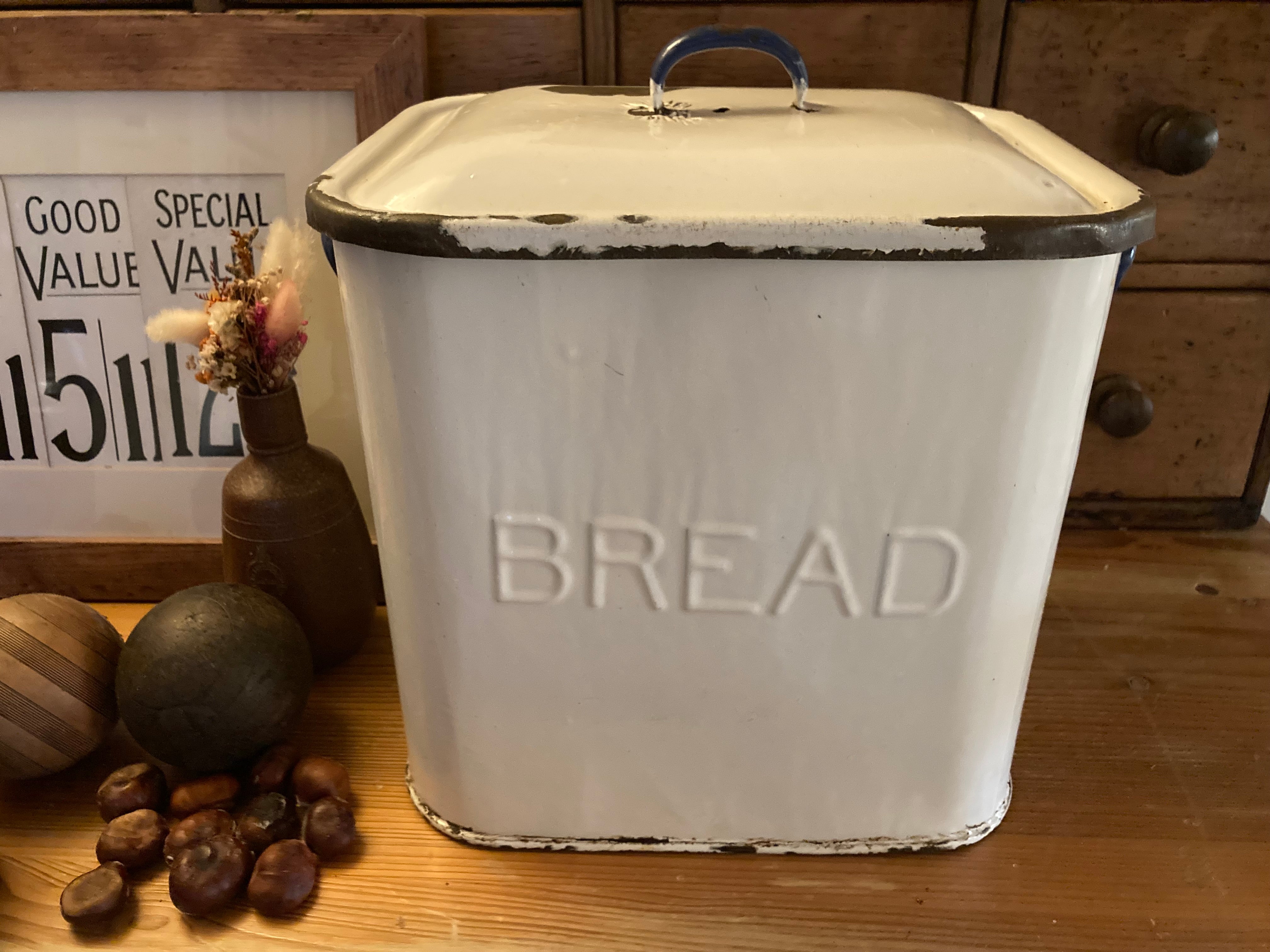 Vintage Enamel Bread Bin