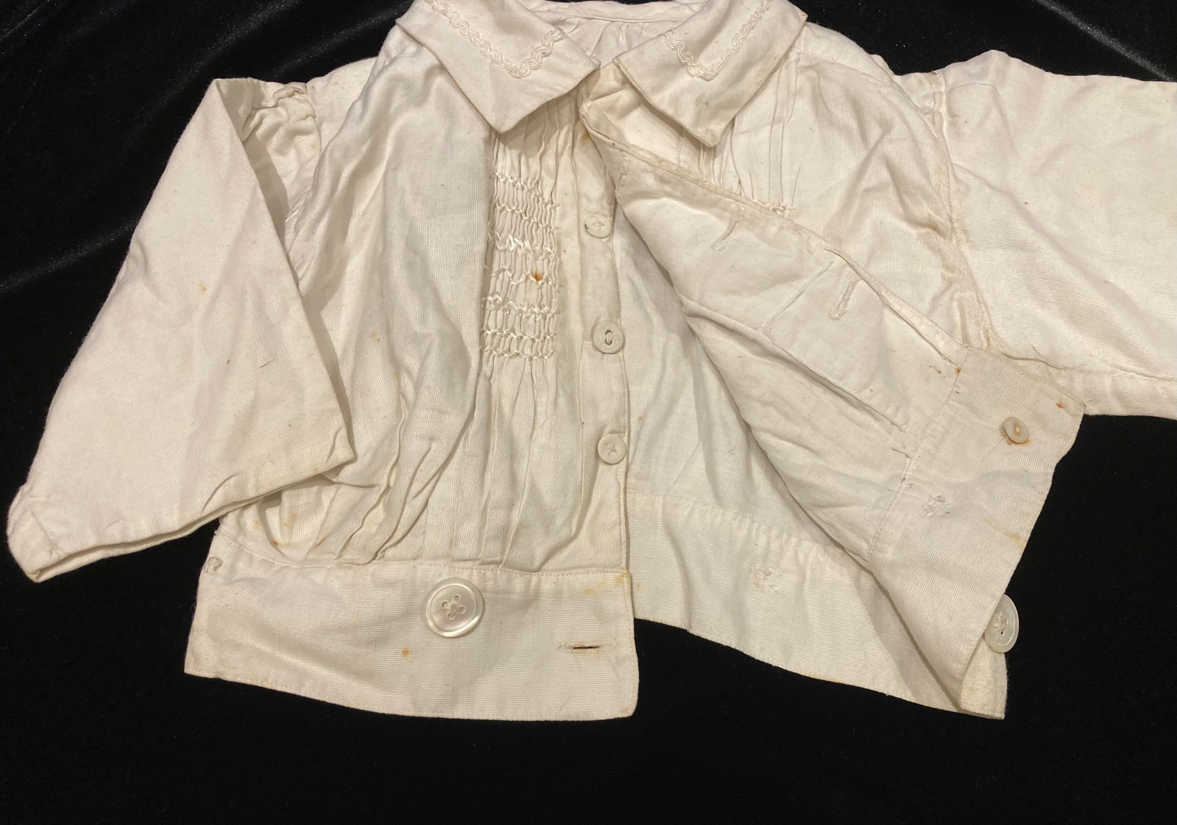 Antique Cotton Baby’s Smock, Pleated & Embroidered Shirt