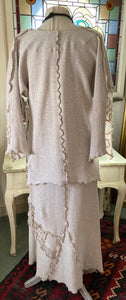 Peruzzi Cream Knitted Unique 2 Piece Suit Skirt & Top