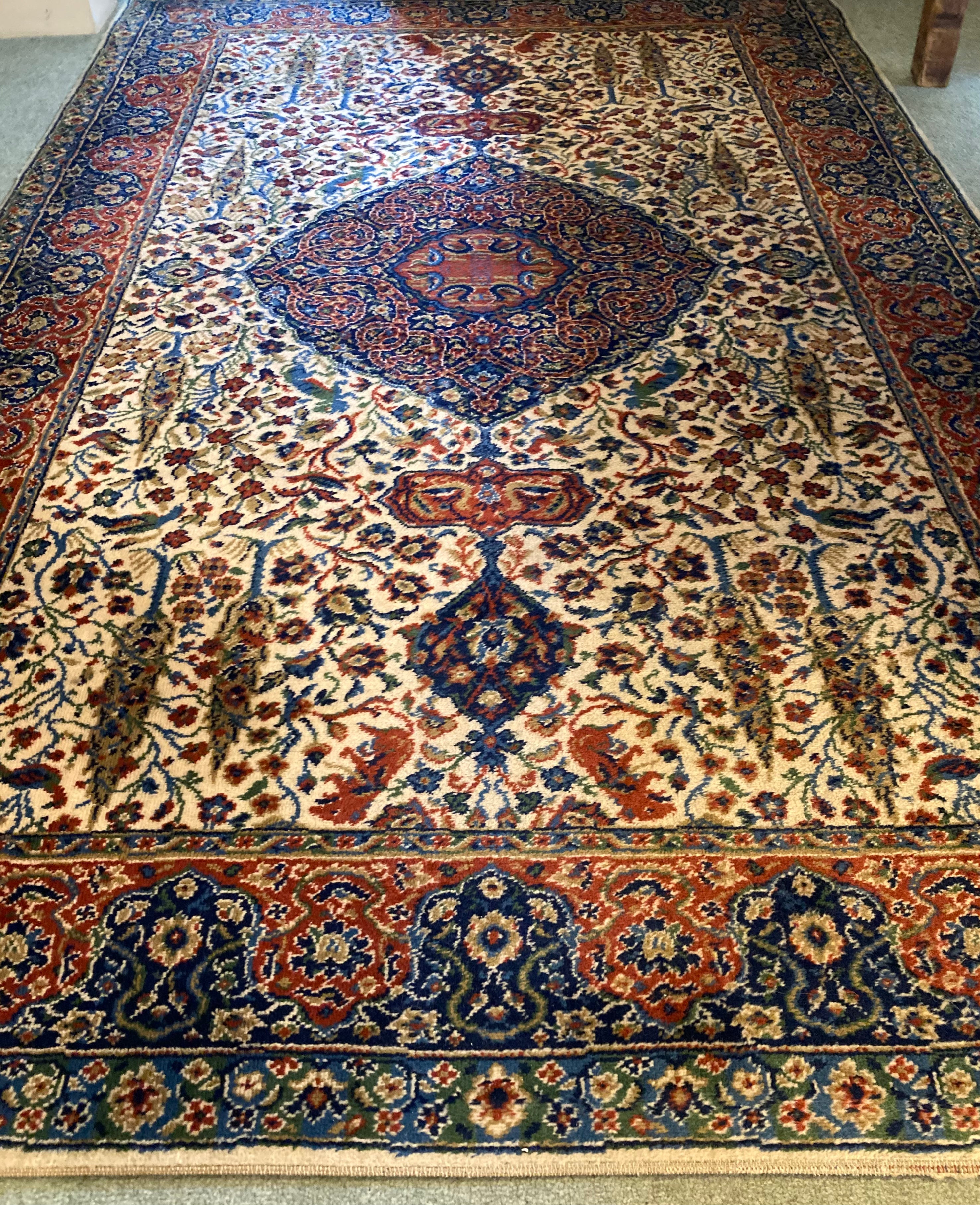 Beautiful Wool Rug Machine Made Quality Traditional Wilton Style Large 90.5 x 55.5 Inches