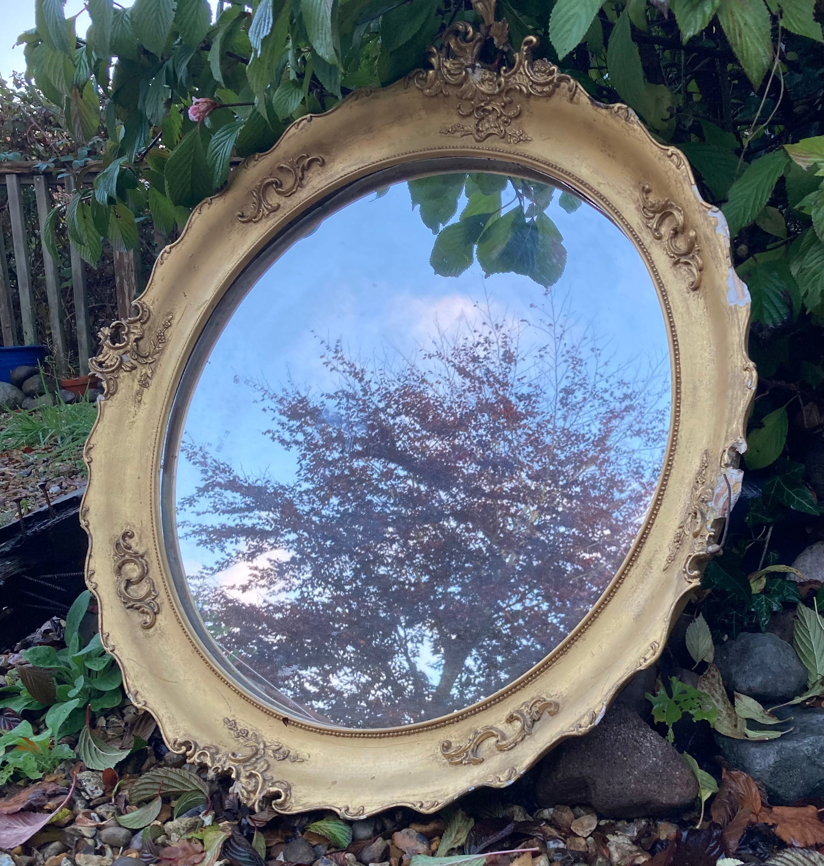 Antique Reclaimed Decorative Regency Wall Mirror with Gilt / Gesso Frame Weathered & Worn Patina