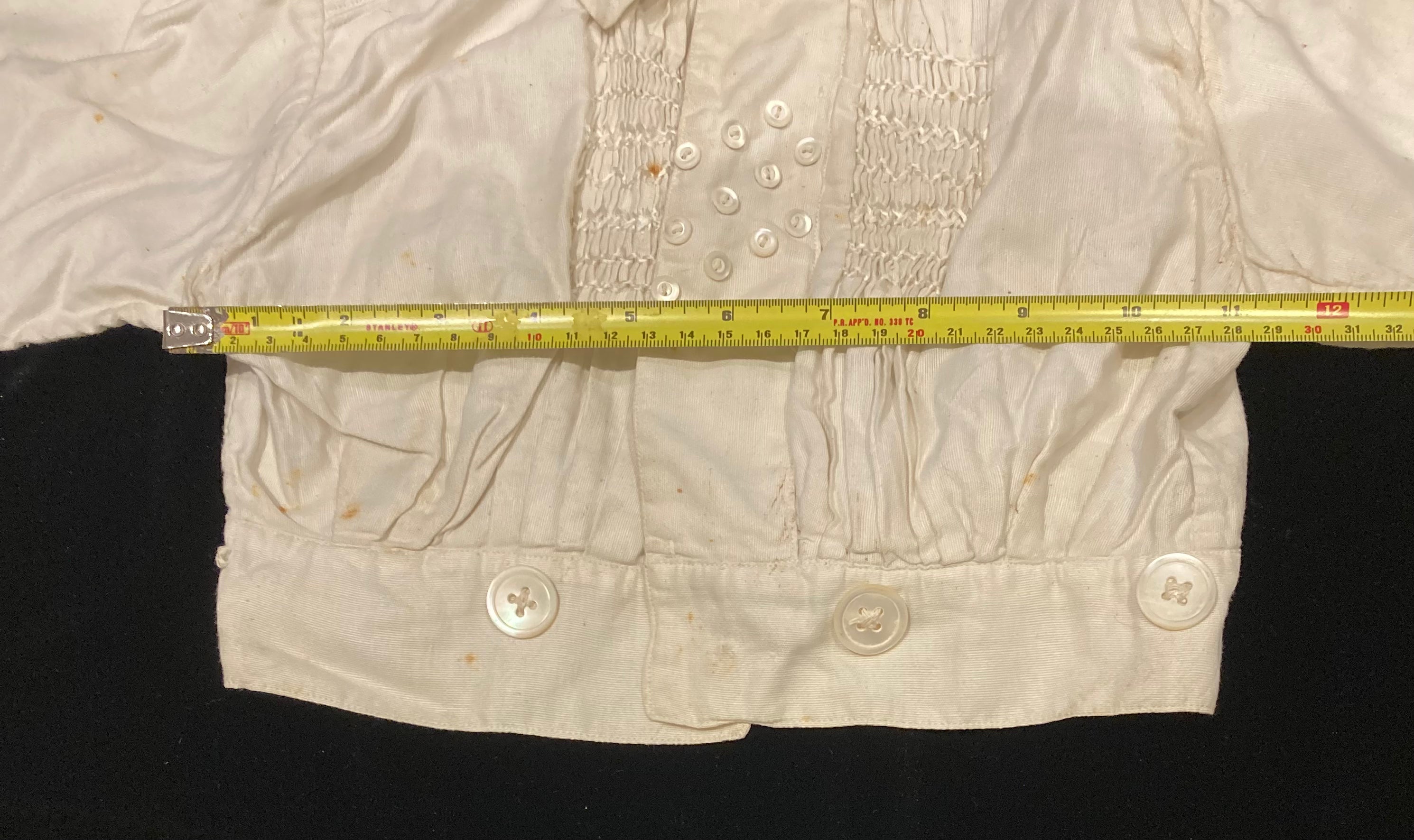 Antique Cotton Baby’s Smock, Pleated & Embroidered Shirt