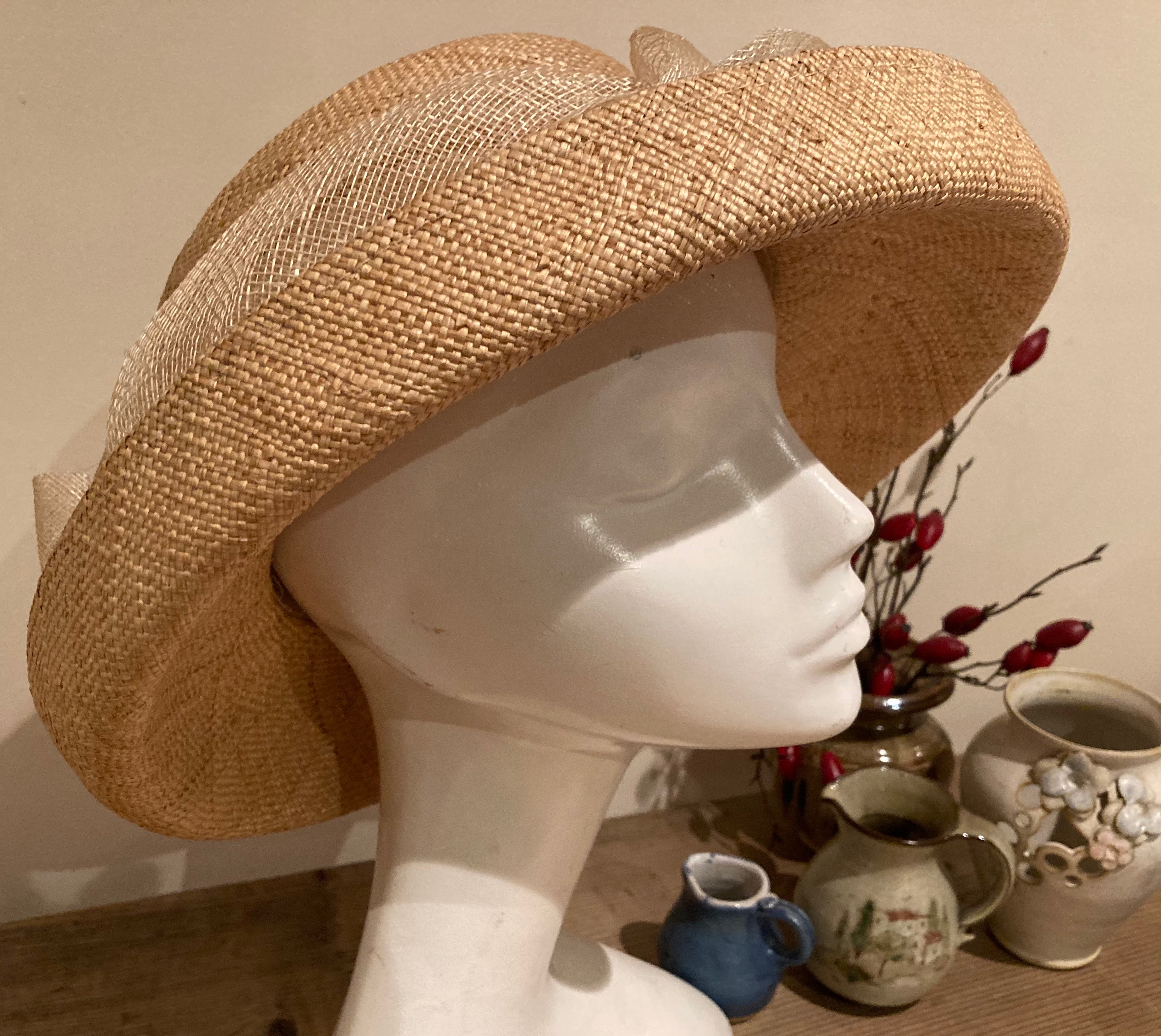 Winter Wedding Hat Special Occasion Neutral Straw Country Chic from