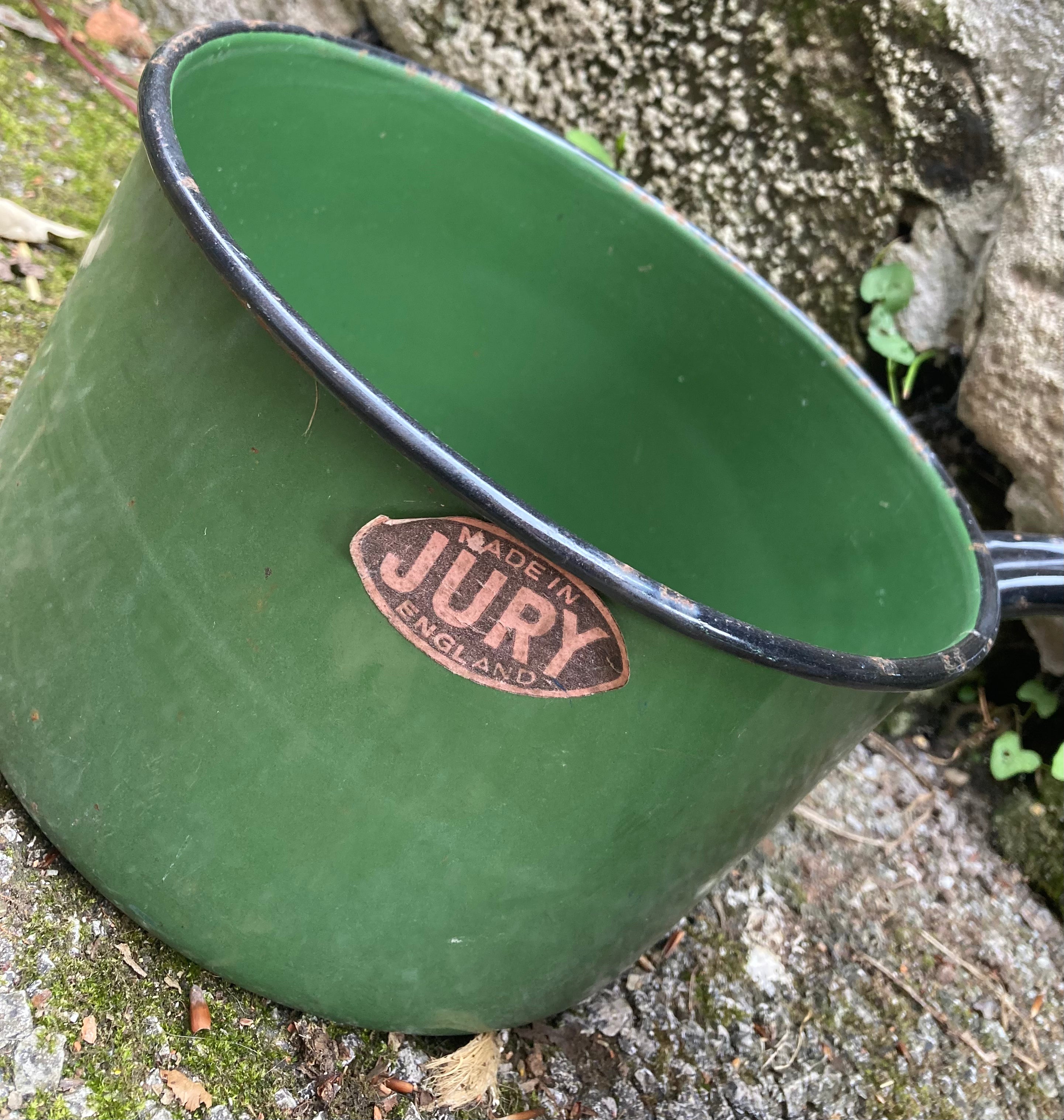 Vintage Kitchen Wares .. Emerald Green Scales & Pan