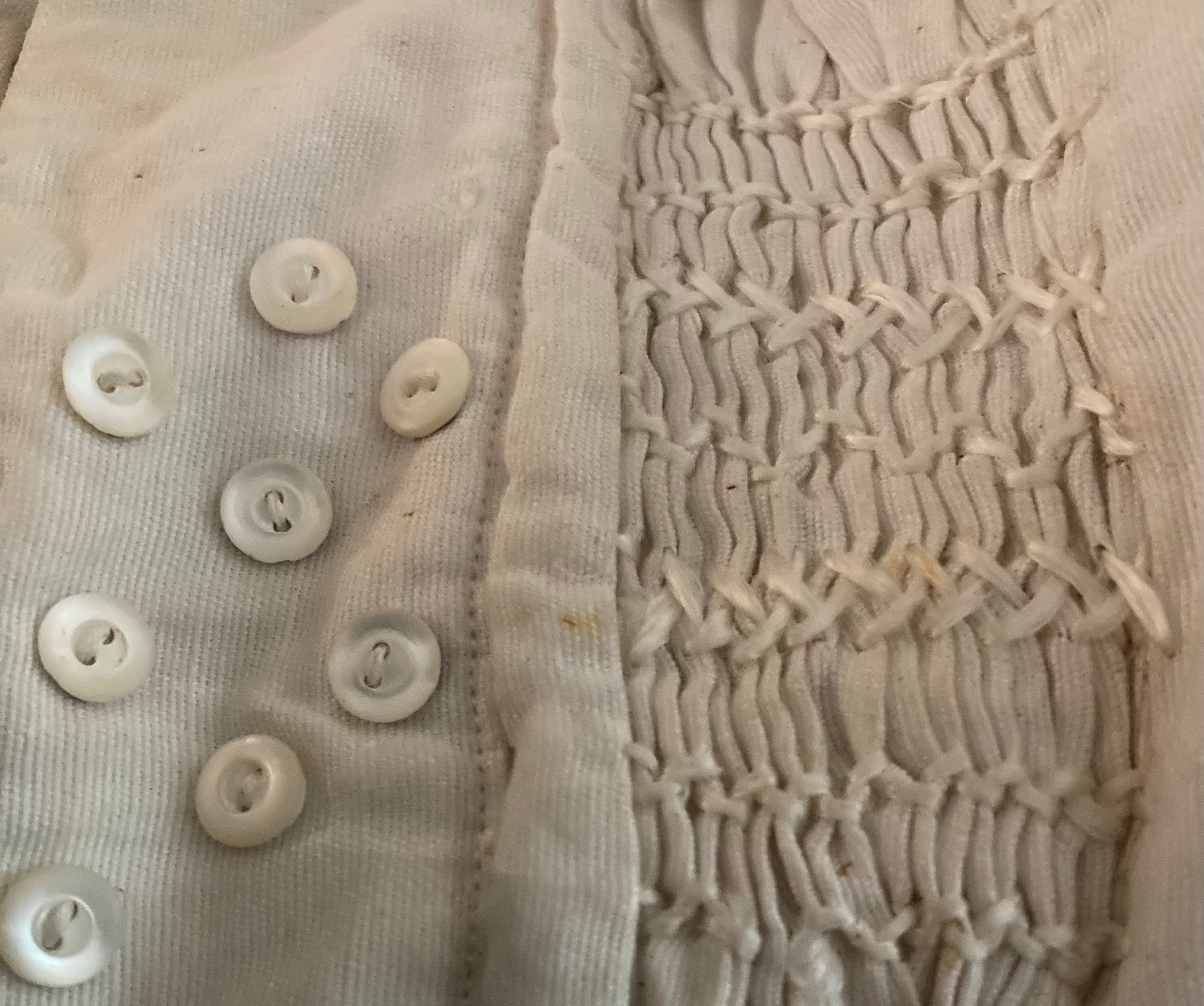 Antique Cotton Baby’s Smock, Pleated & Embroidered Shirt