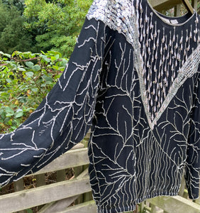 Vintage Frank Usher Designs Pure Silk Sequinned Tunic Evening Top Size 12-14