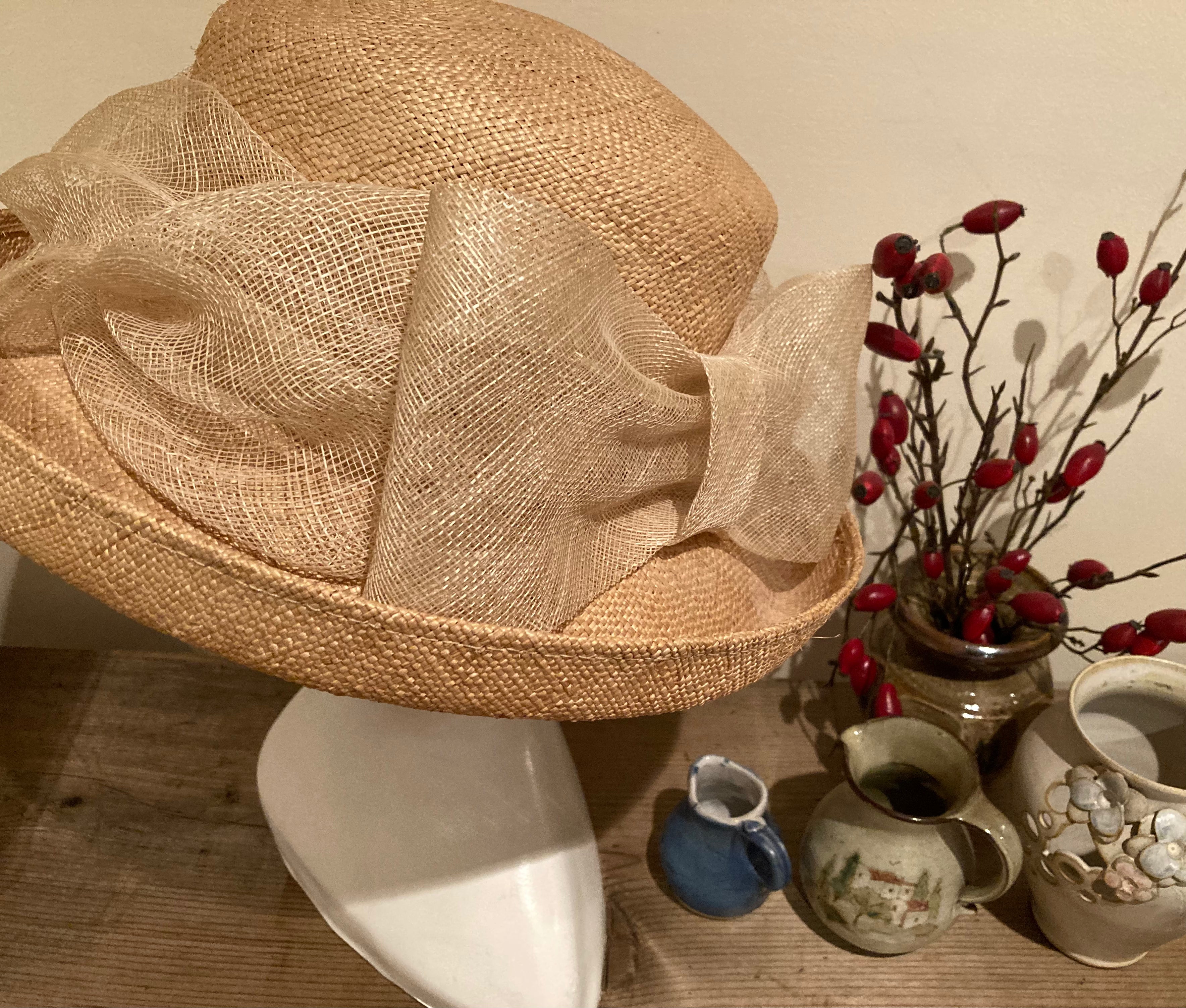 Winter Wedding Hat Special Occasion Neutral Straw Country Chic from