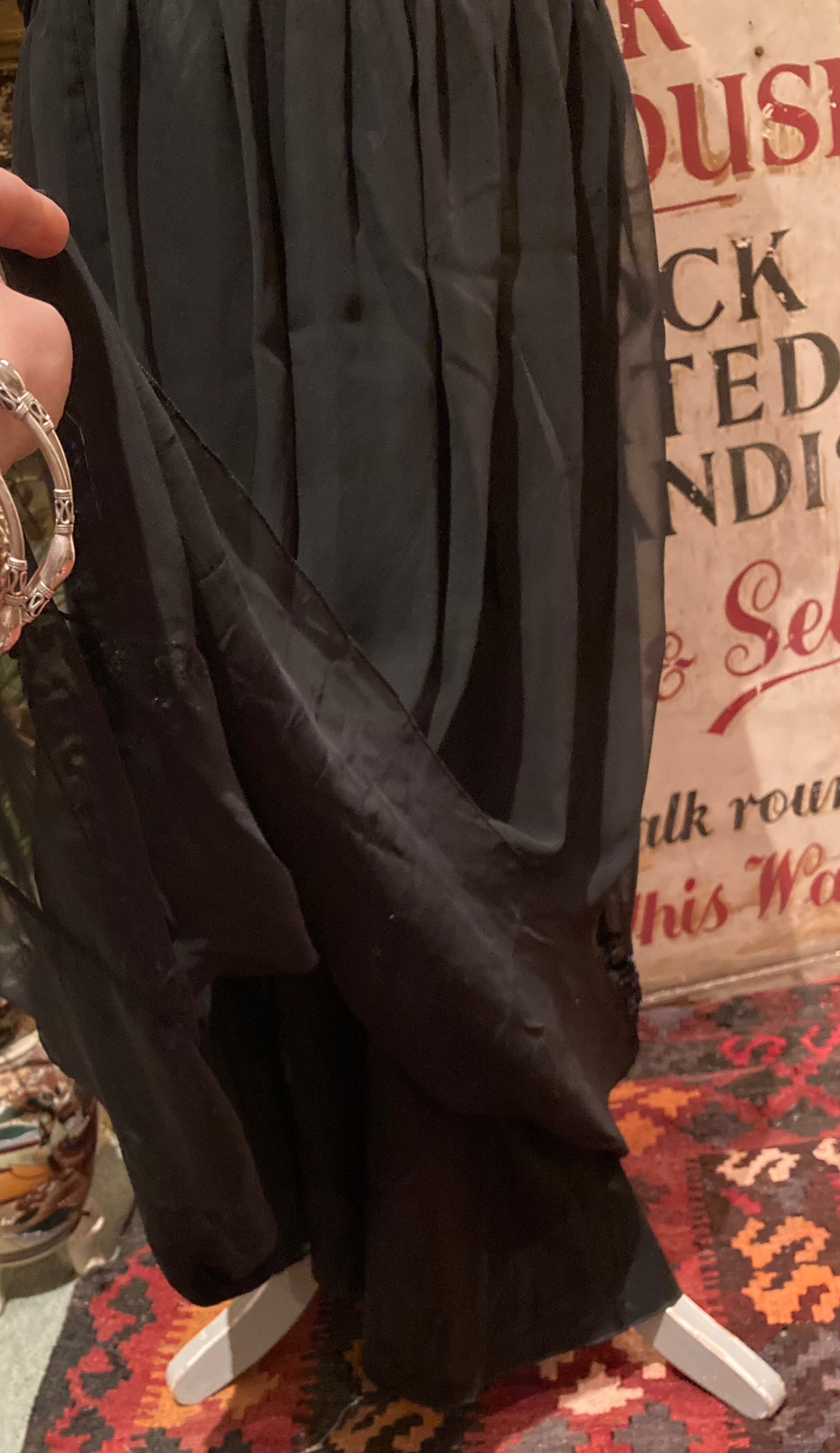 Stunning Black Chiffon Sequinned Long Cocktail Party Evening Dress Vintage 1960’s by Papillon