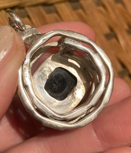 Unique Artisan Sterling Silver Black Onyx Crystal Stone Spiritual Strength Pendant / Chain Necklace