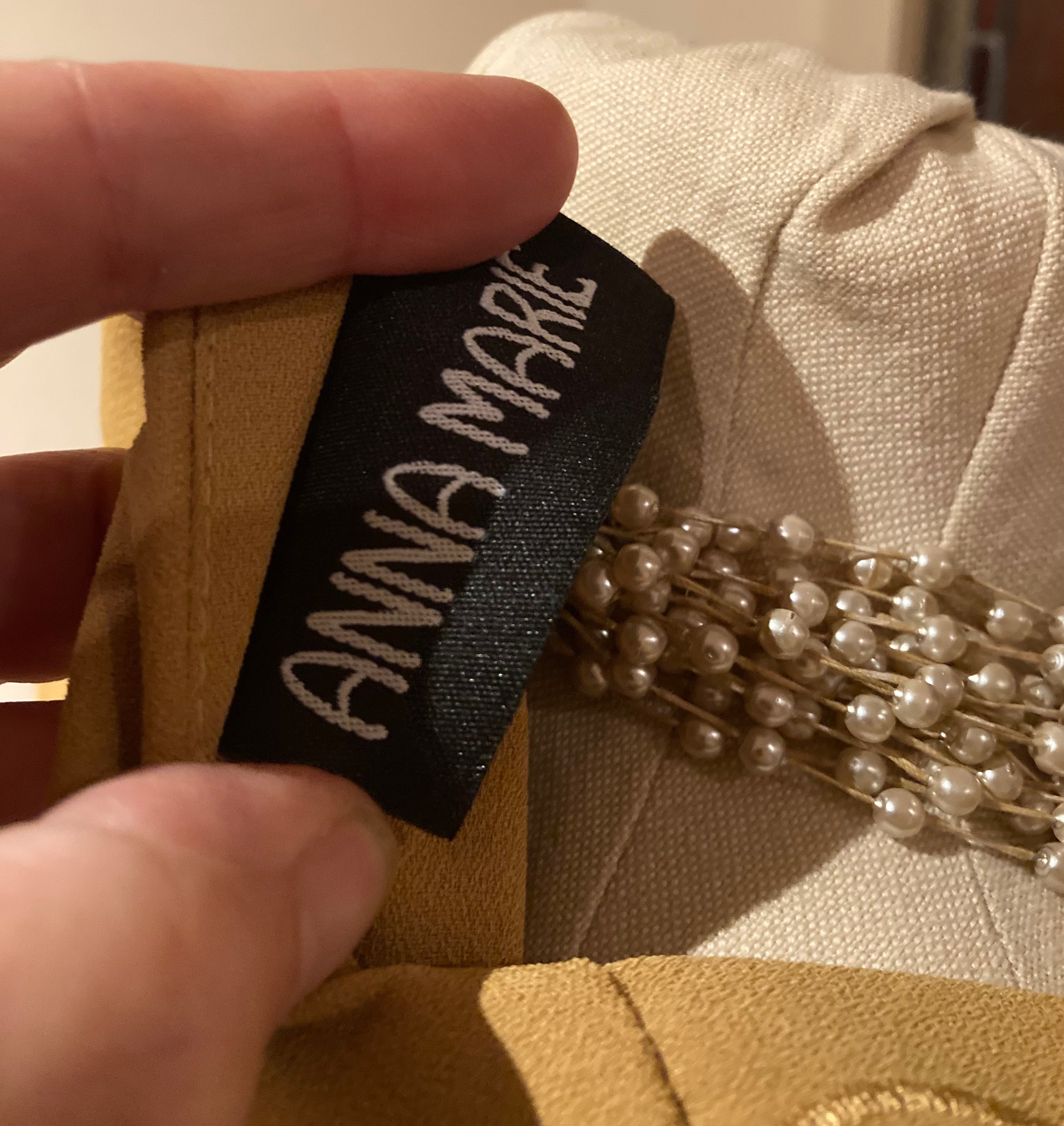 1970's Anna Marie Ladies Suit Shoulder Pads Mustard Viscose 14 Secretary Geek