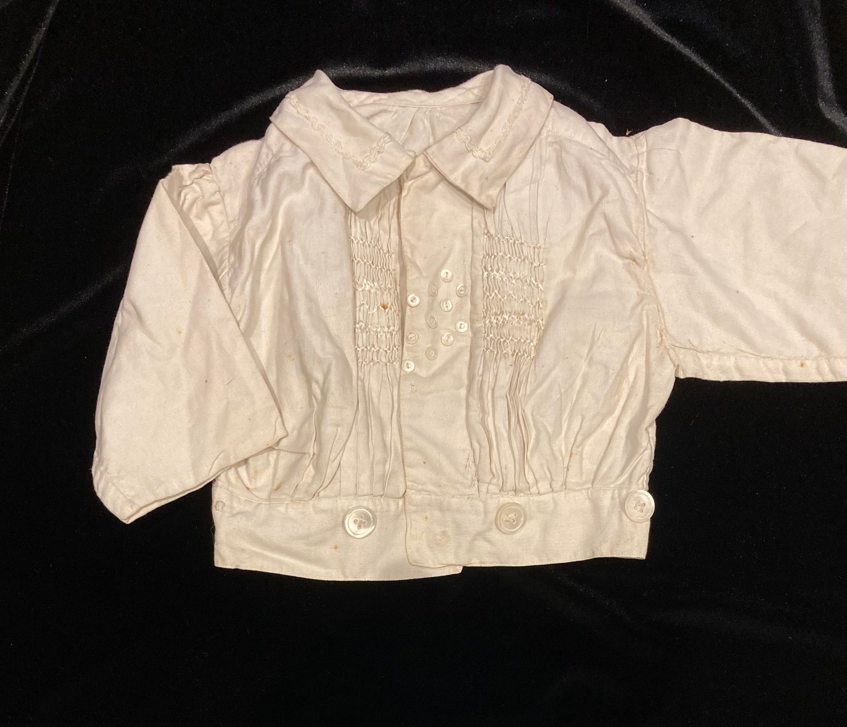 Antique Cotton Baby’s Smock, Pleated & Embroidered Shirt