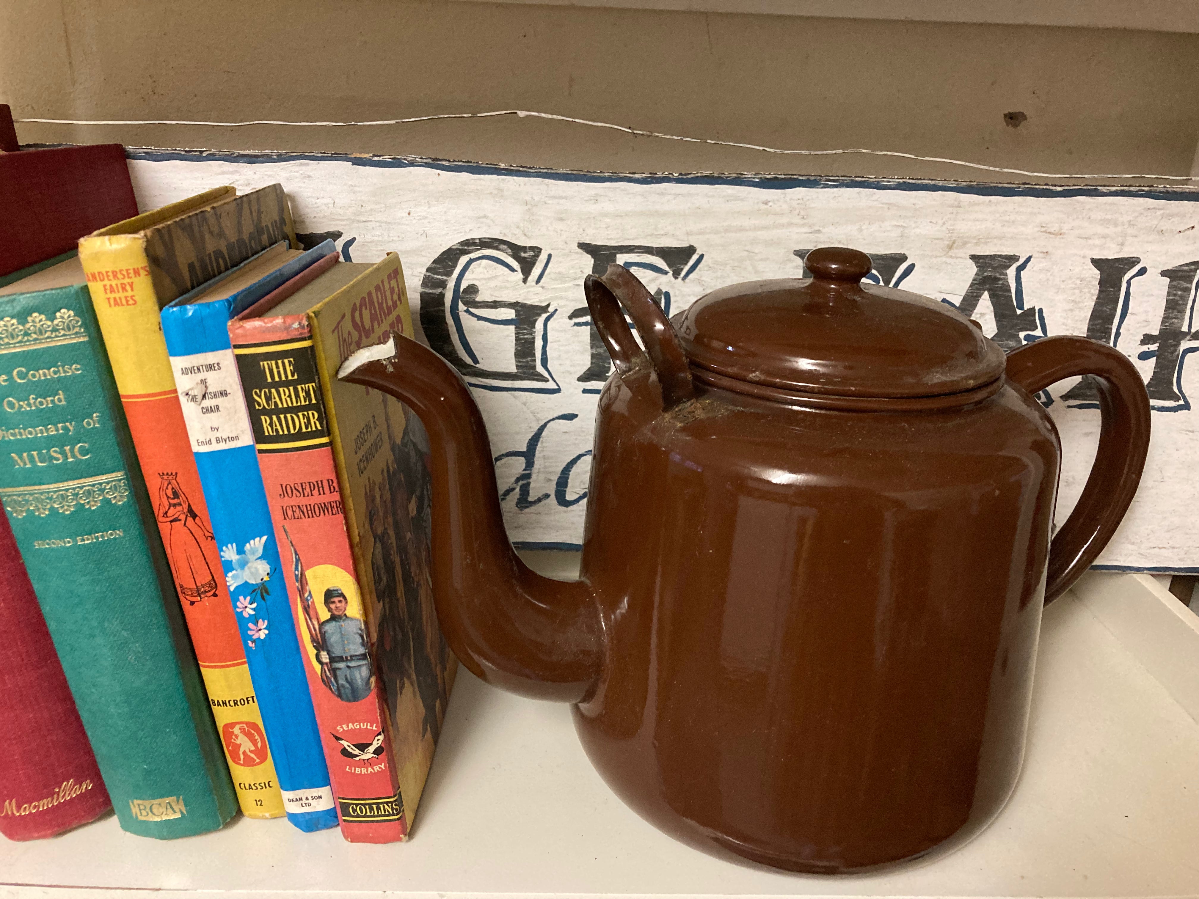 Vintage Teapot / Kettle Brown Enamel