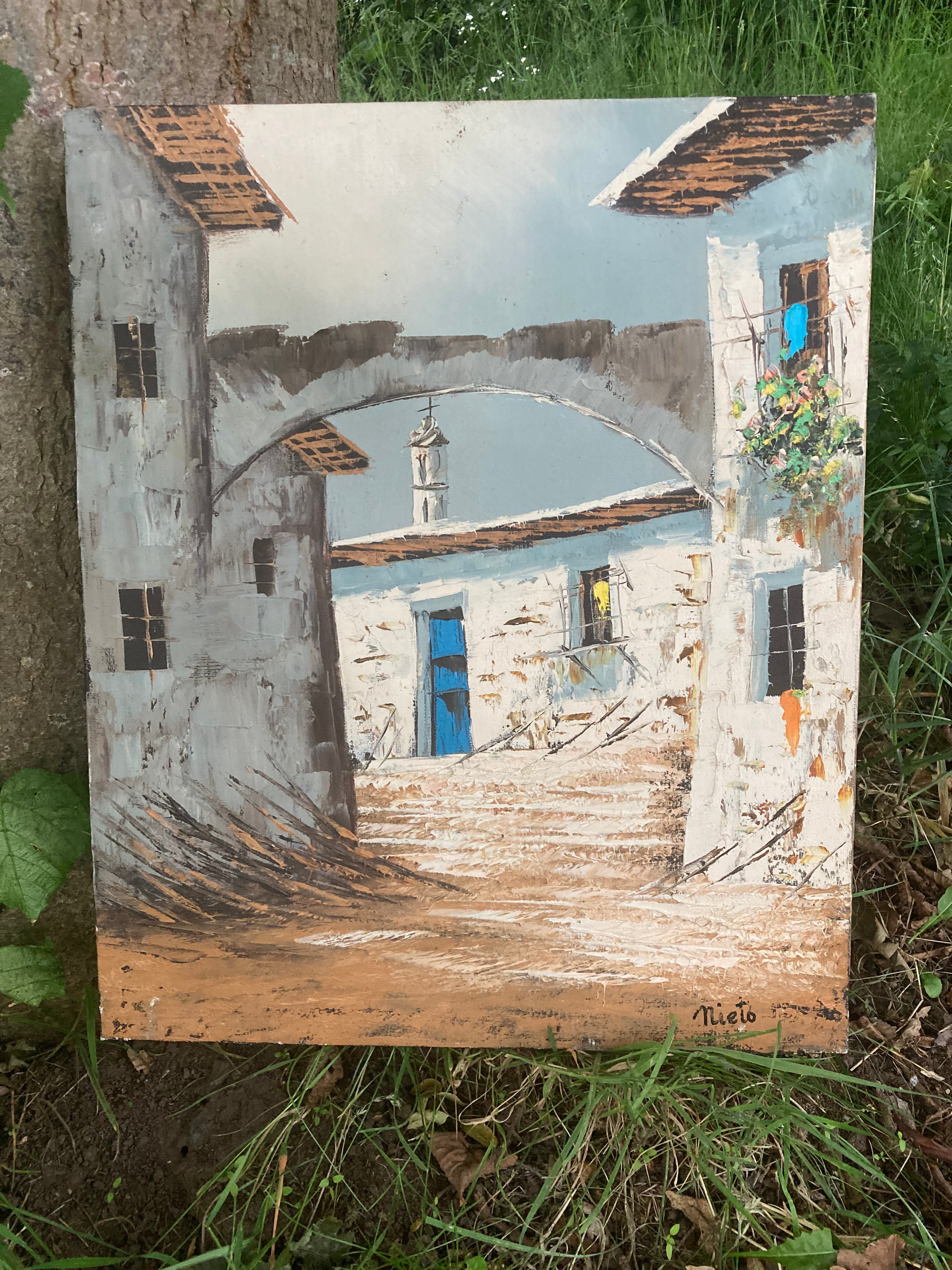 Oil On Canvas Painting - Mediterranean, Signed by The Artist “nieto”