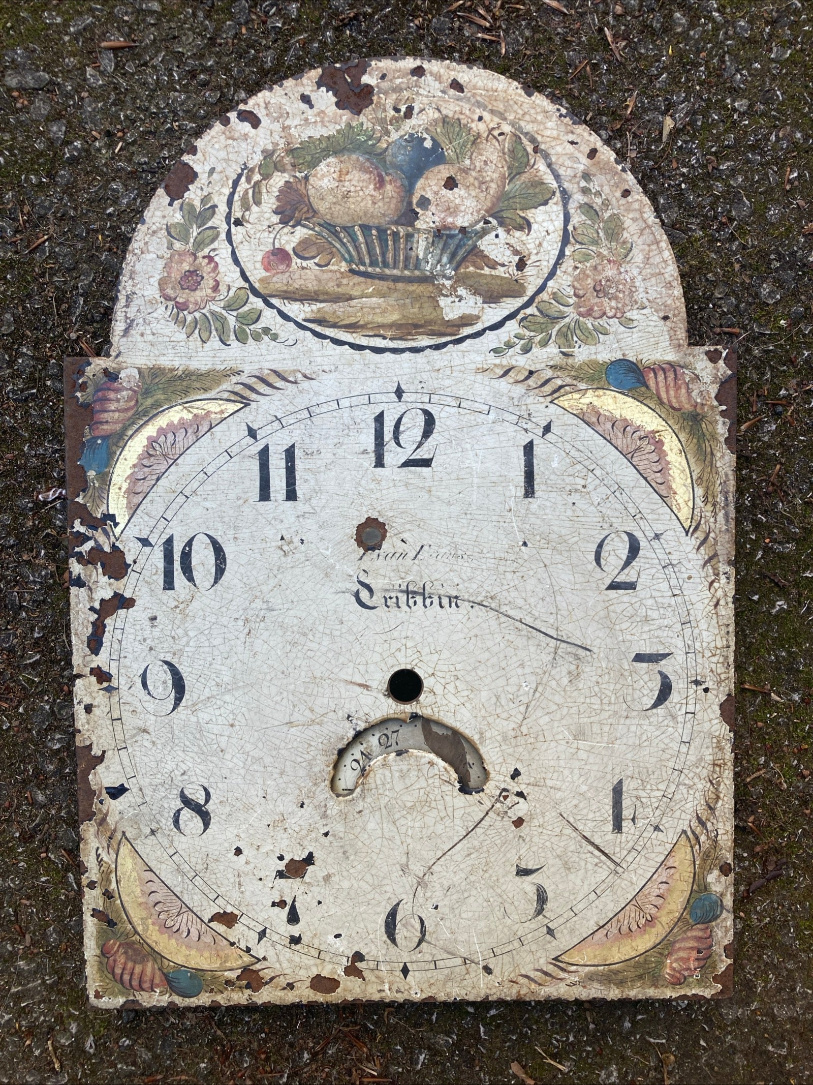 Antique Grandfather Longcase Clock Dial / Face … lovely display interior design item
