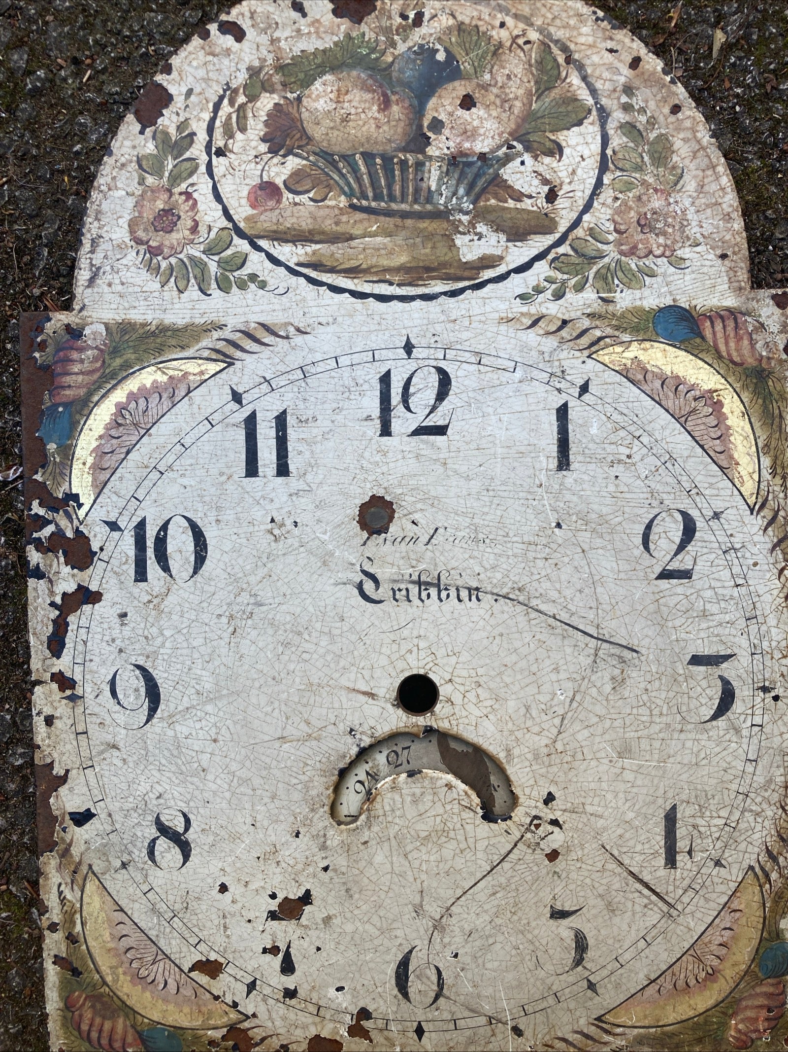 Antique Grandfather Longcase Clock Dial / Face … lovely display interior design item