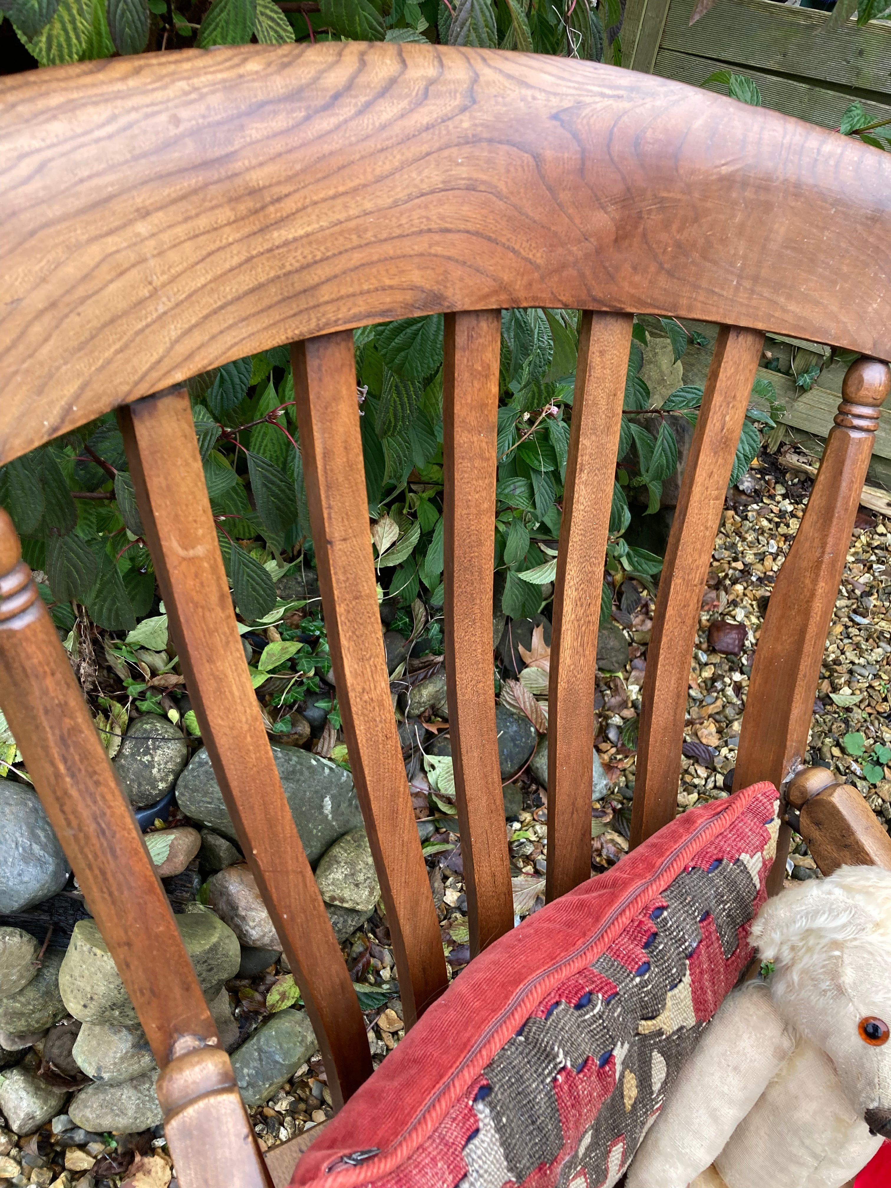 Antique Victorian Wooden Elm Windsor Grandfather Kitchen Fireside Chair Great Repair !