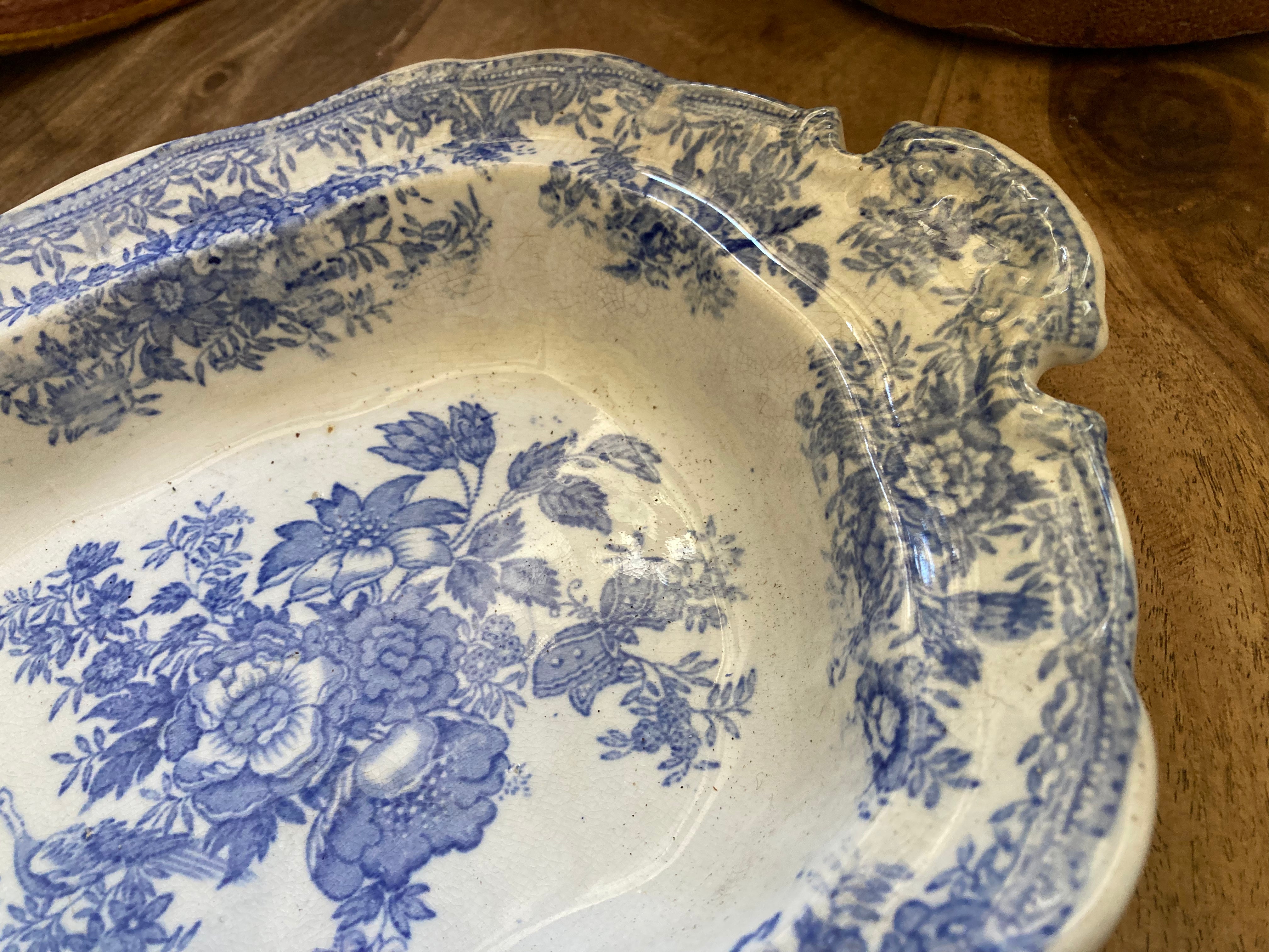 Traditional English Blue & White Transferware Lidded Serving Dish / Platter / Plate