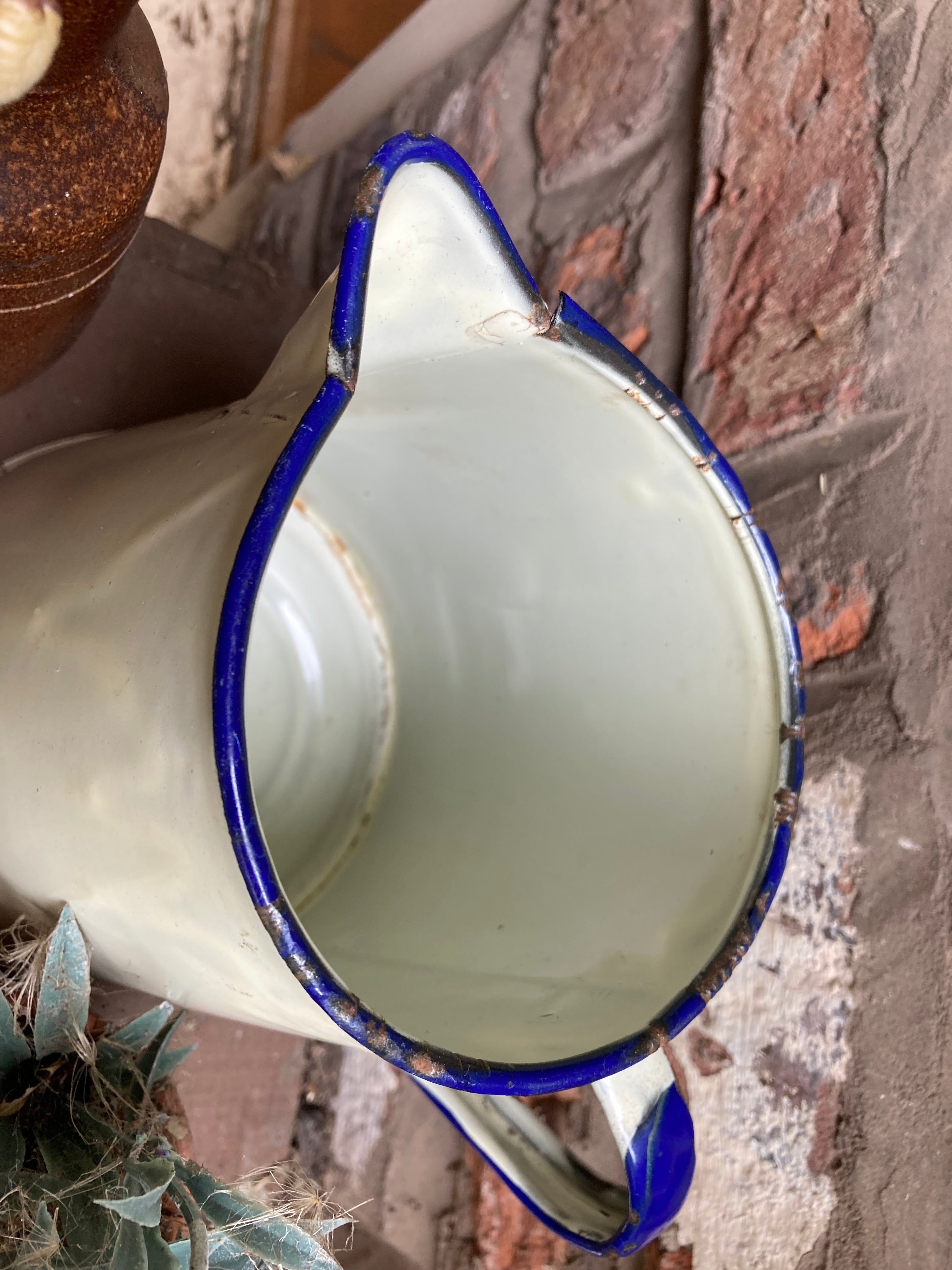 Shabby Chic Enamel Jug Vintage 1950’s Flowers / Floral