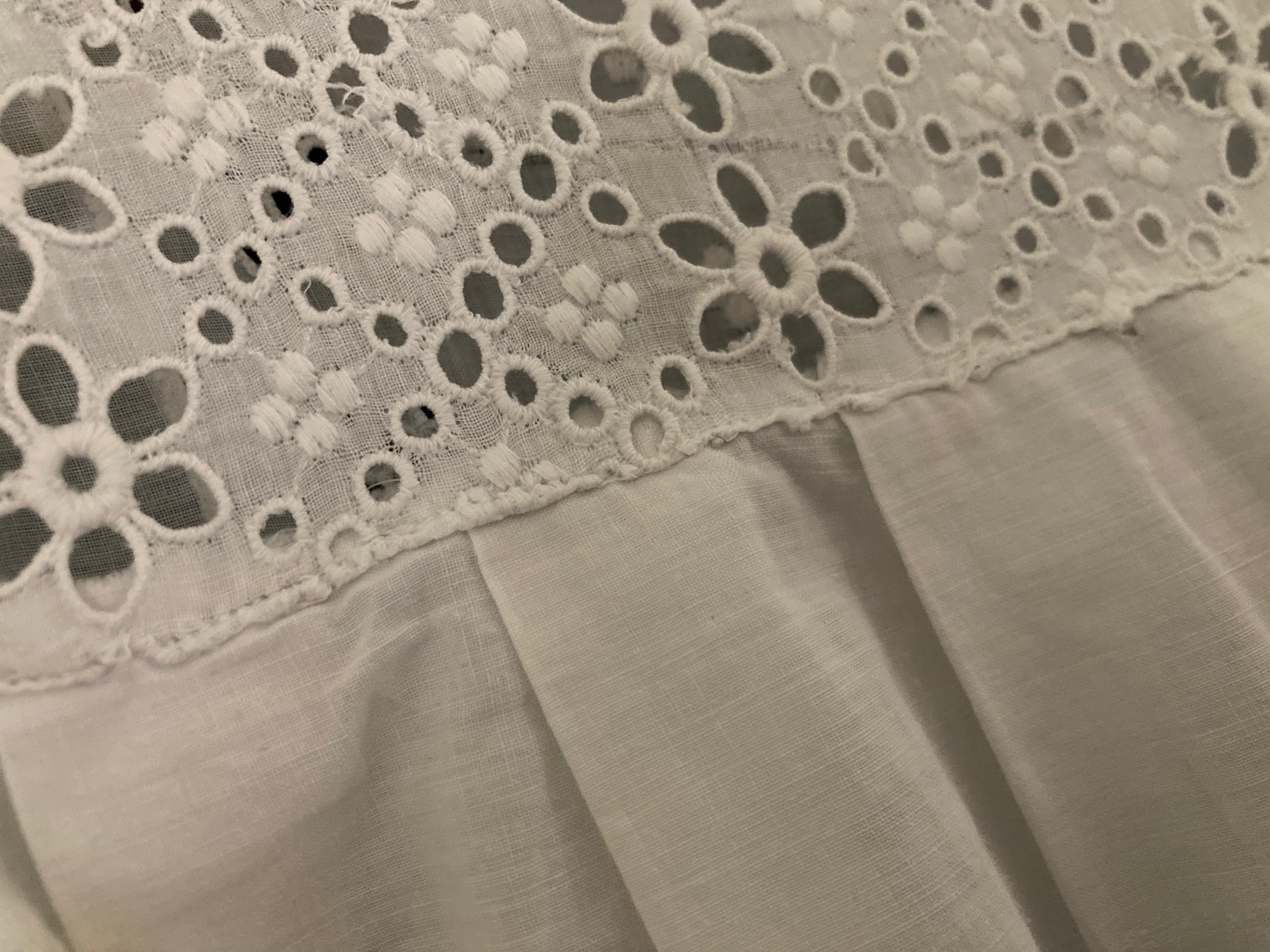 Vintage / Antique Babies / Dolls Dress Broderie Anglaise White Cotton