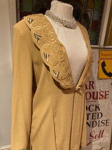 1970's Anna Marie Ladies Suit Shoulder Pads Mustard Viscose 14 Secretary Geek