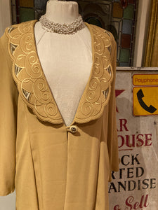 1970's Anna Marie Ladies Suit Shoulder Pads Mustard Viscose 14 Secretary Geek