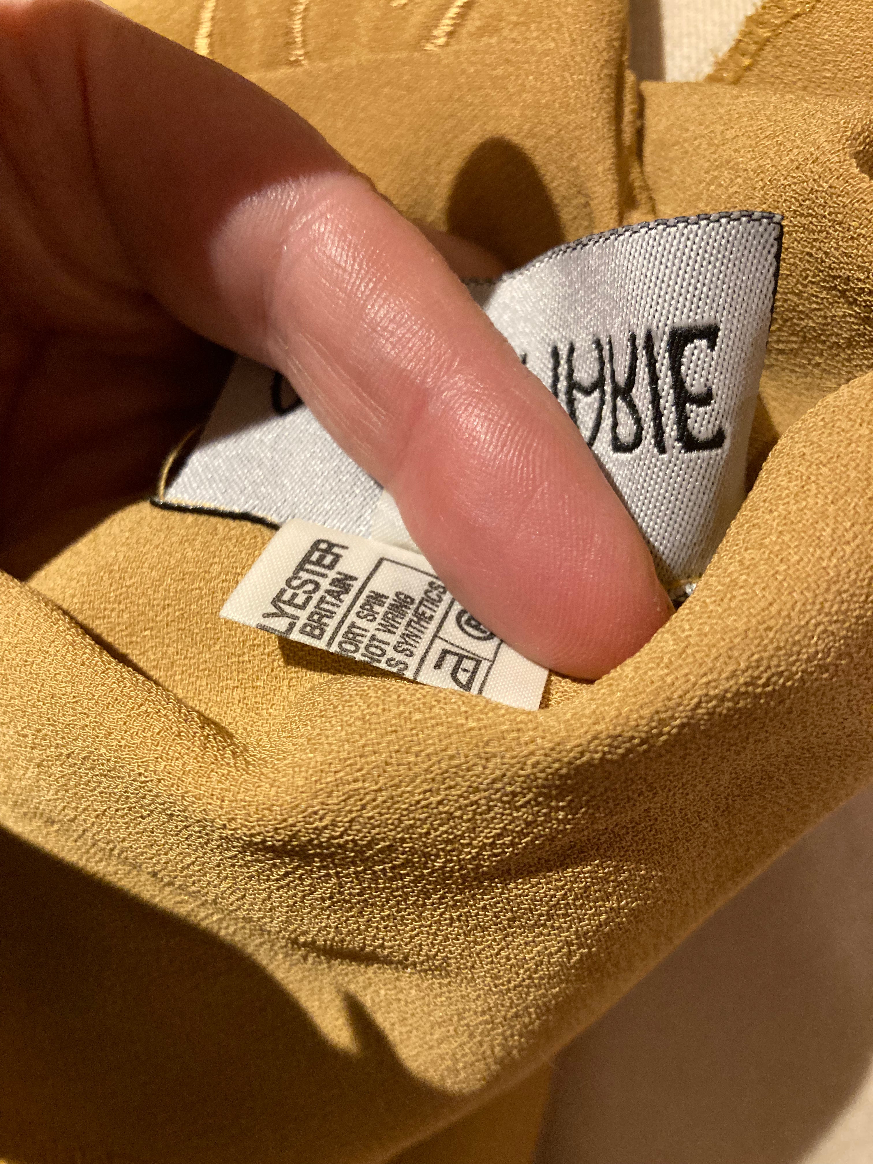 1970's Anna Marie Ladies Suit Shoulder Pads Mustard Viscose 14 Secretary Geek