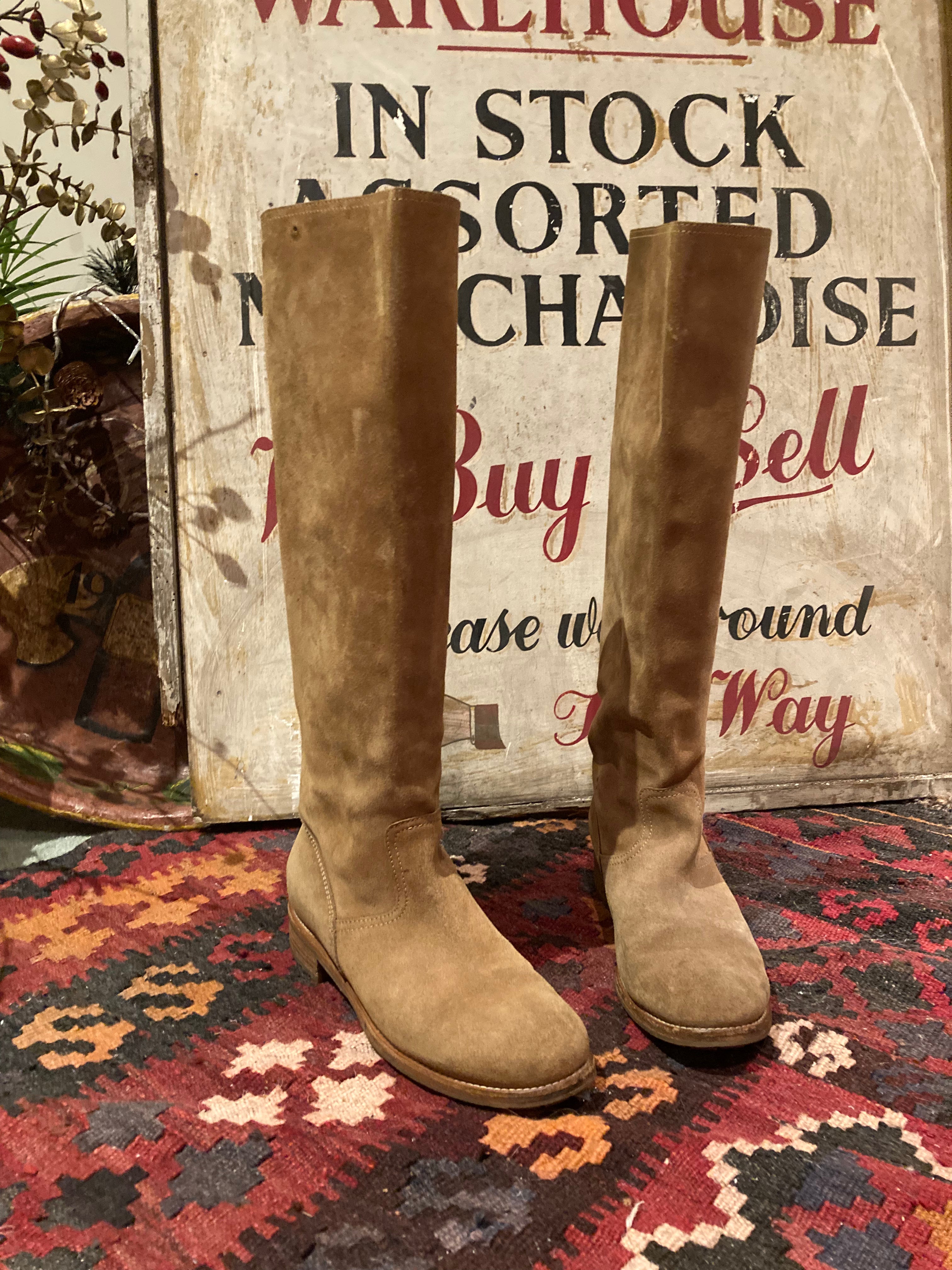Vintage Jimmy Choo Boots Knee High Suede Distressed Boho Styling