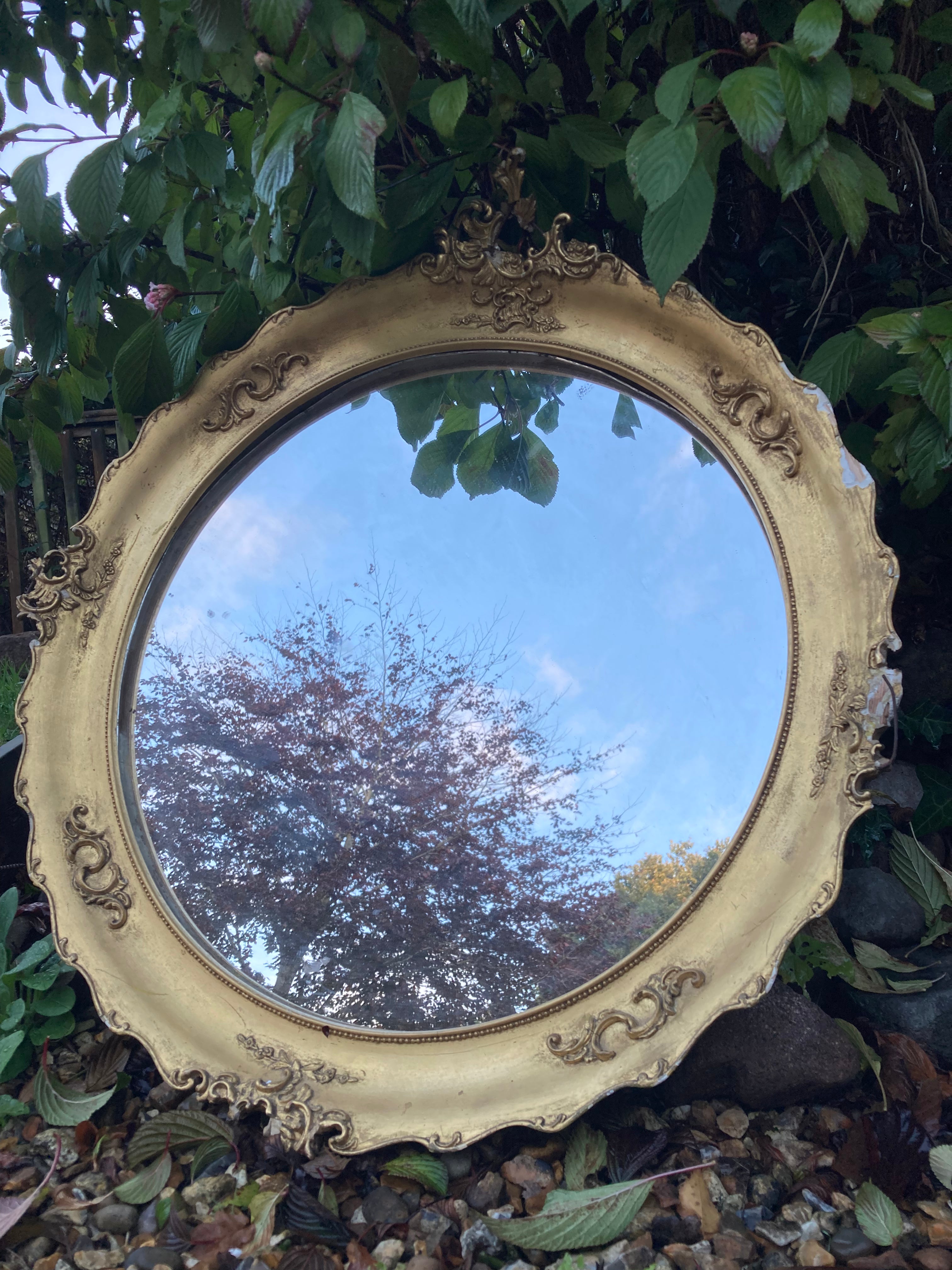 Antique Reclaimed Decorative Regency Wall Mirror with Gilt / Gesso Frame Weathered & Worn Patina