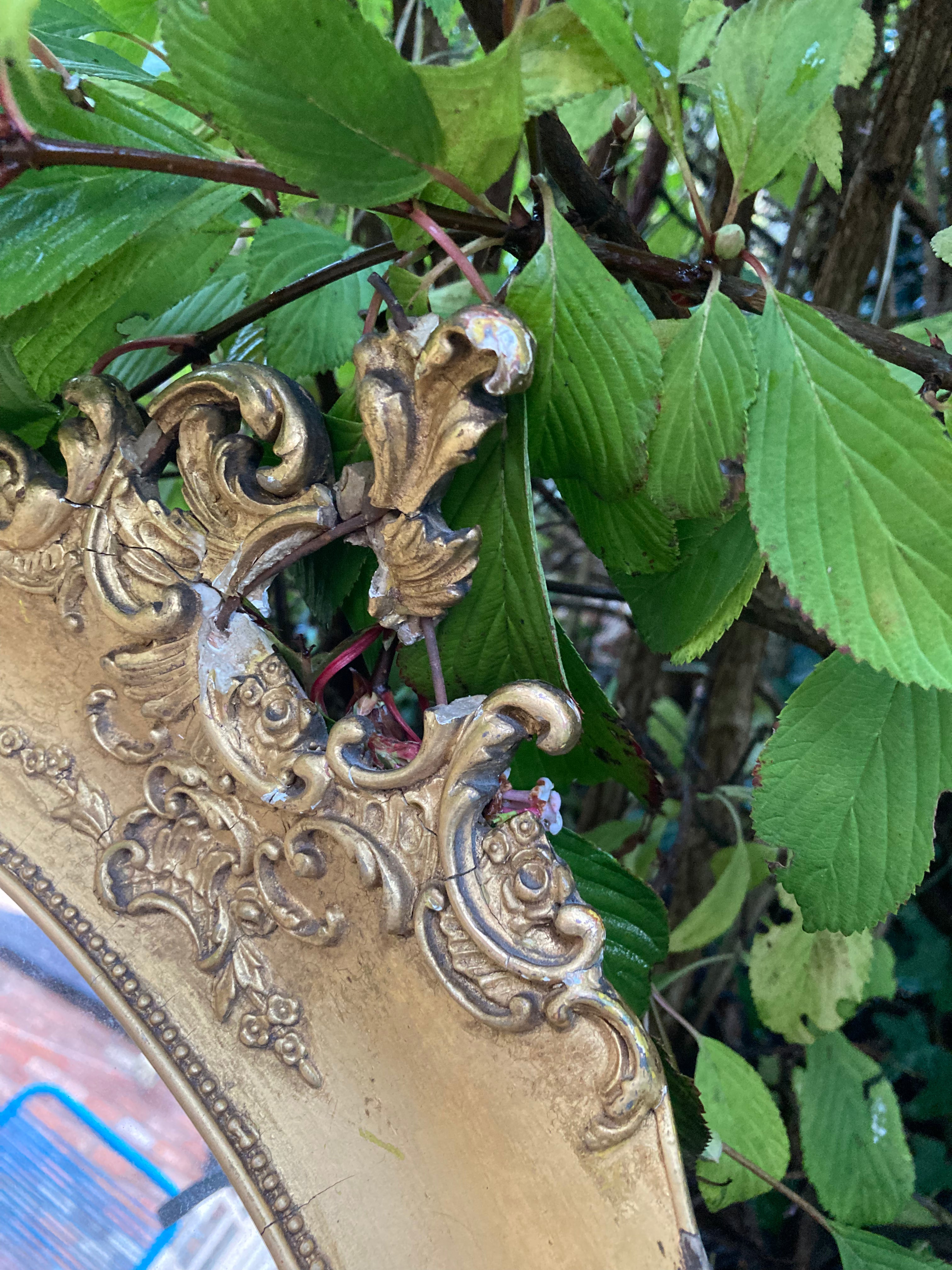 Antique Reclaimed Decorative Regency Wall Mirror with Gilt / Gesso Frame Weathered & Worn Patina