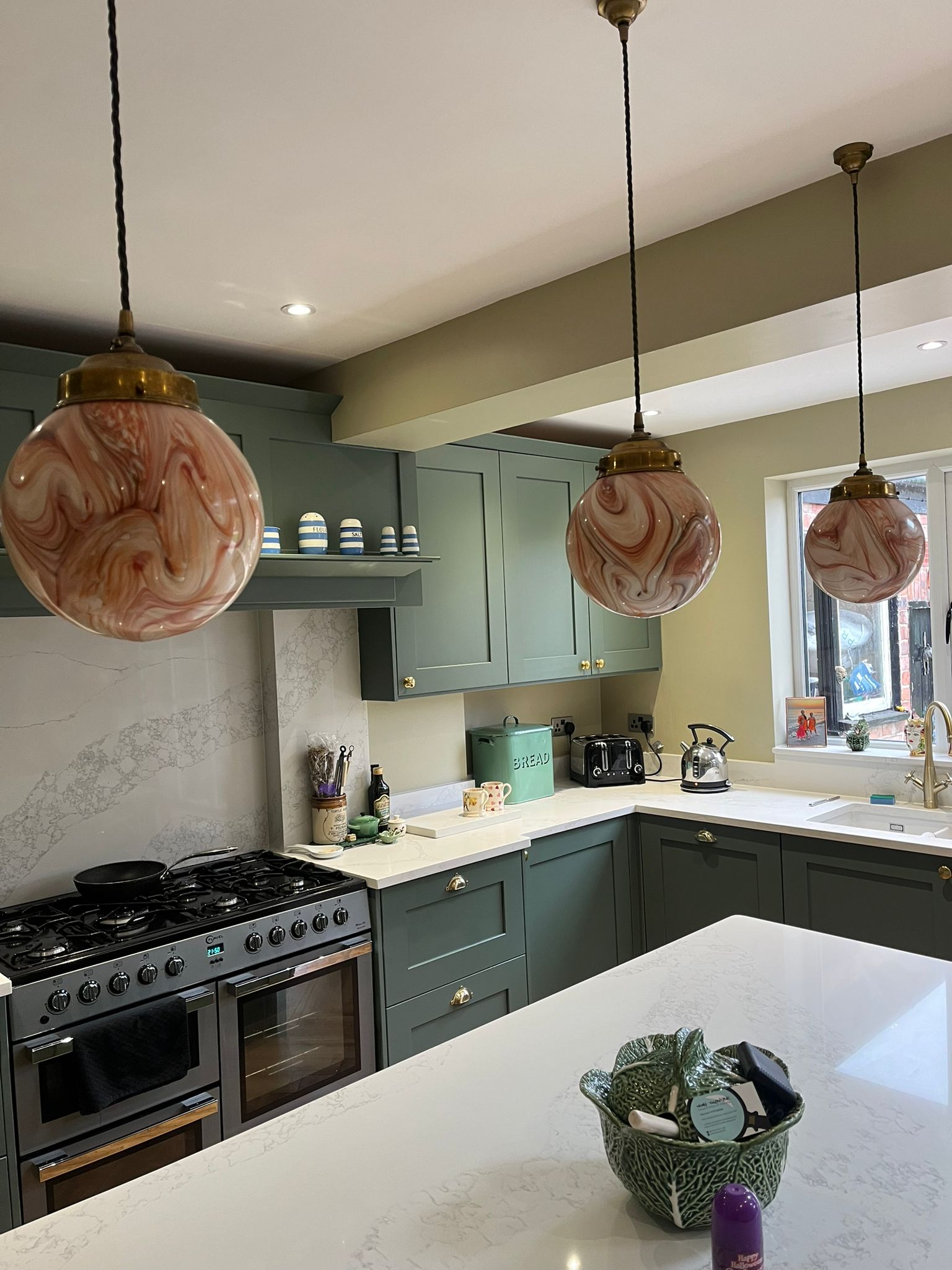 Antique Art Deco Marble Glass Globe Lampshade