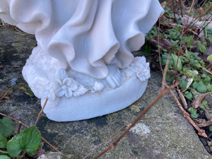 Simple, Elegant “Angel of Peace” Garden Statue with Dove .. Composite Marble Memorable Decoration